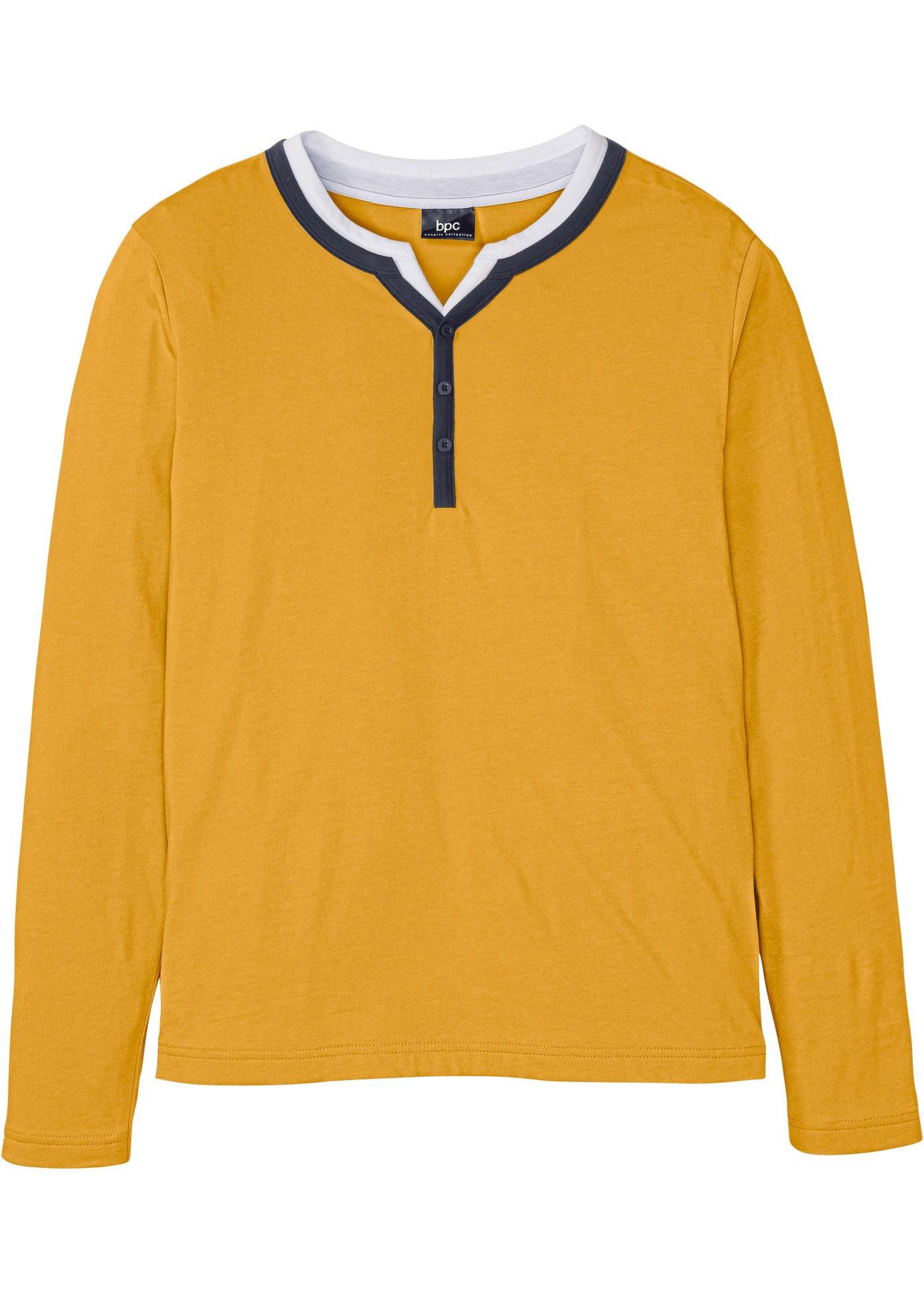 T-shirt col Henley, manches longues