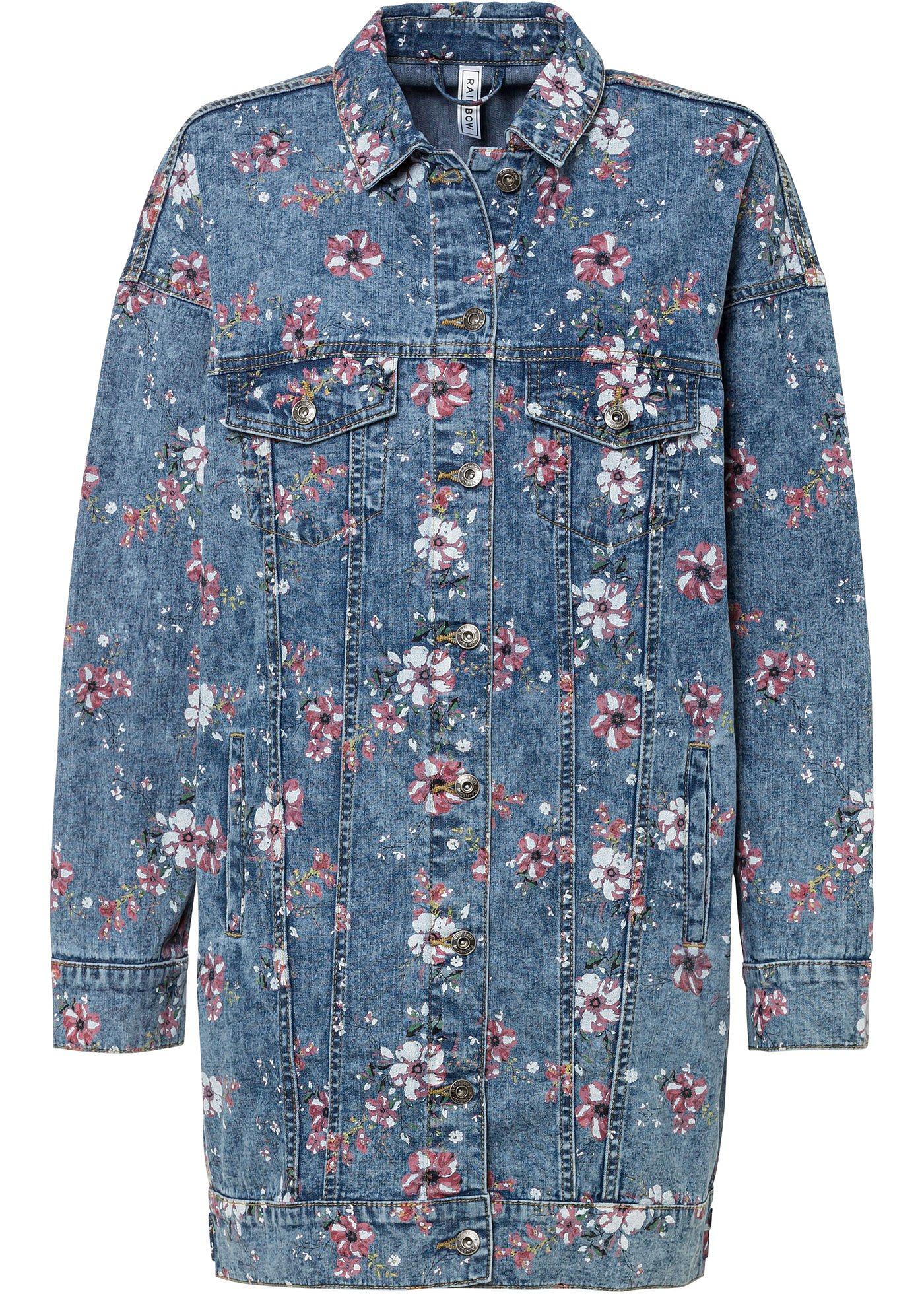 Veste en jean légère oversized avec imprimé floral