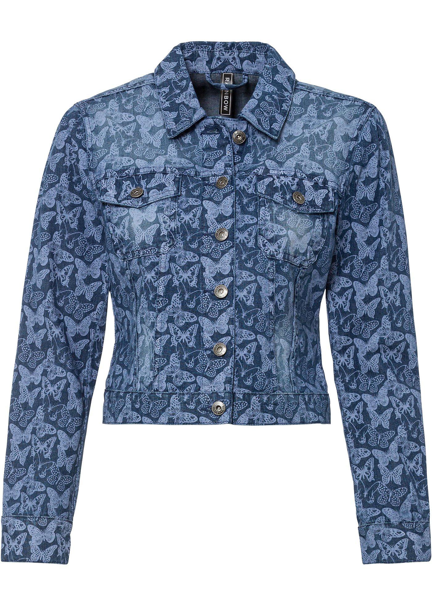 Veste en jean avec imprimé papillon