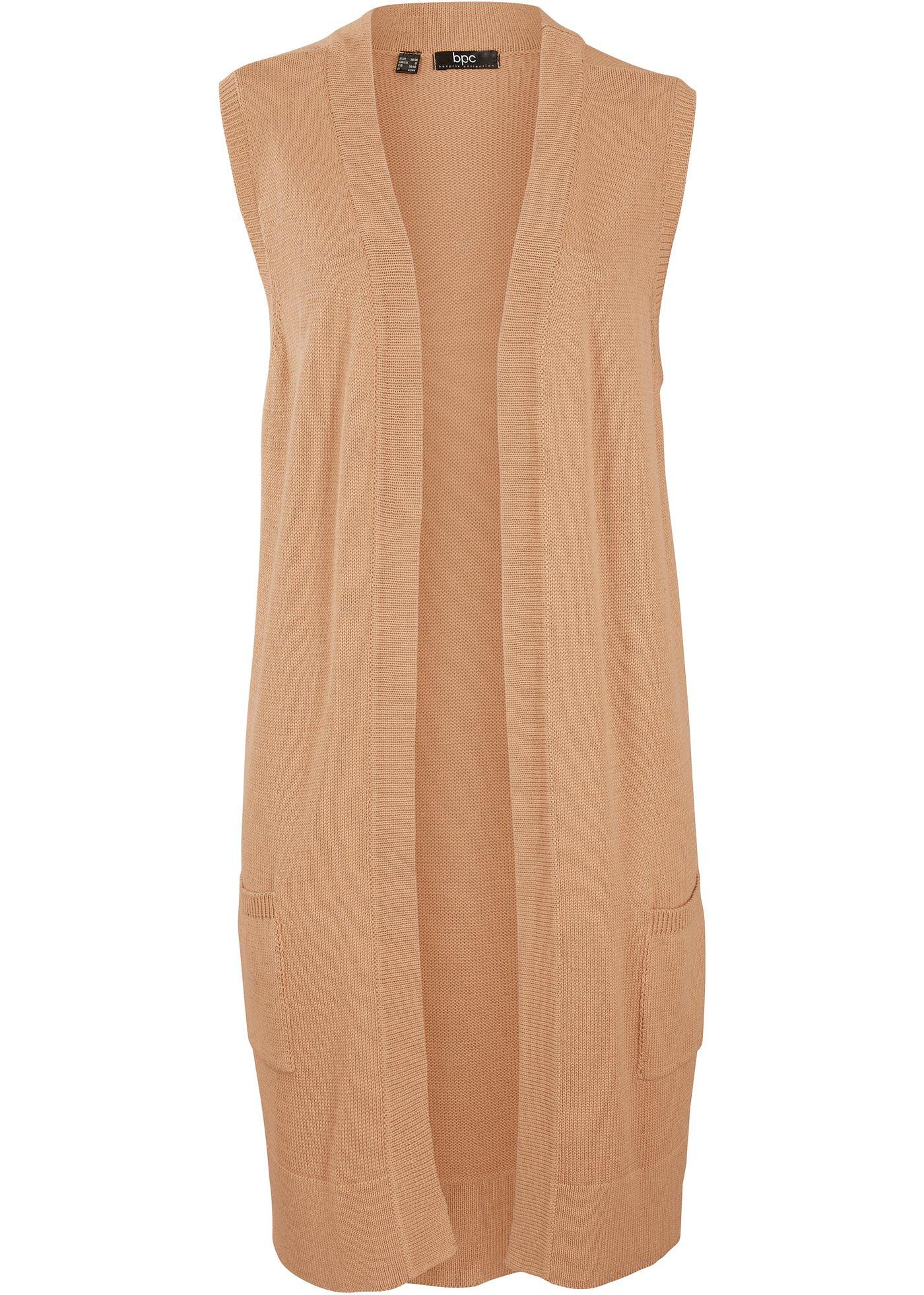 Gilet long sans manches en maille