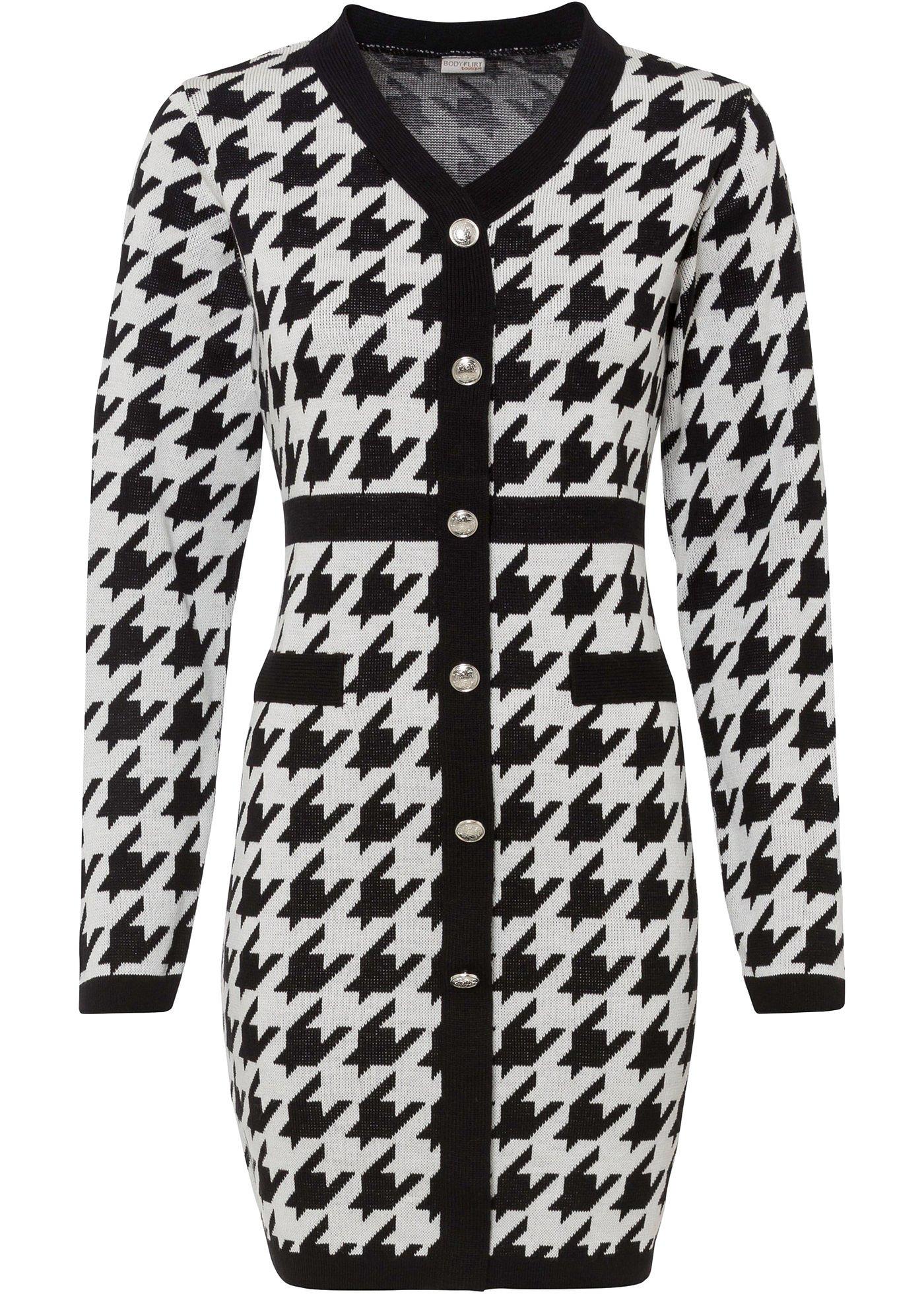 Robe en maille à motif pied-de-coq