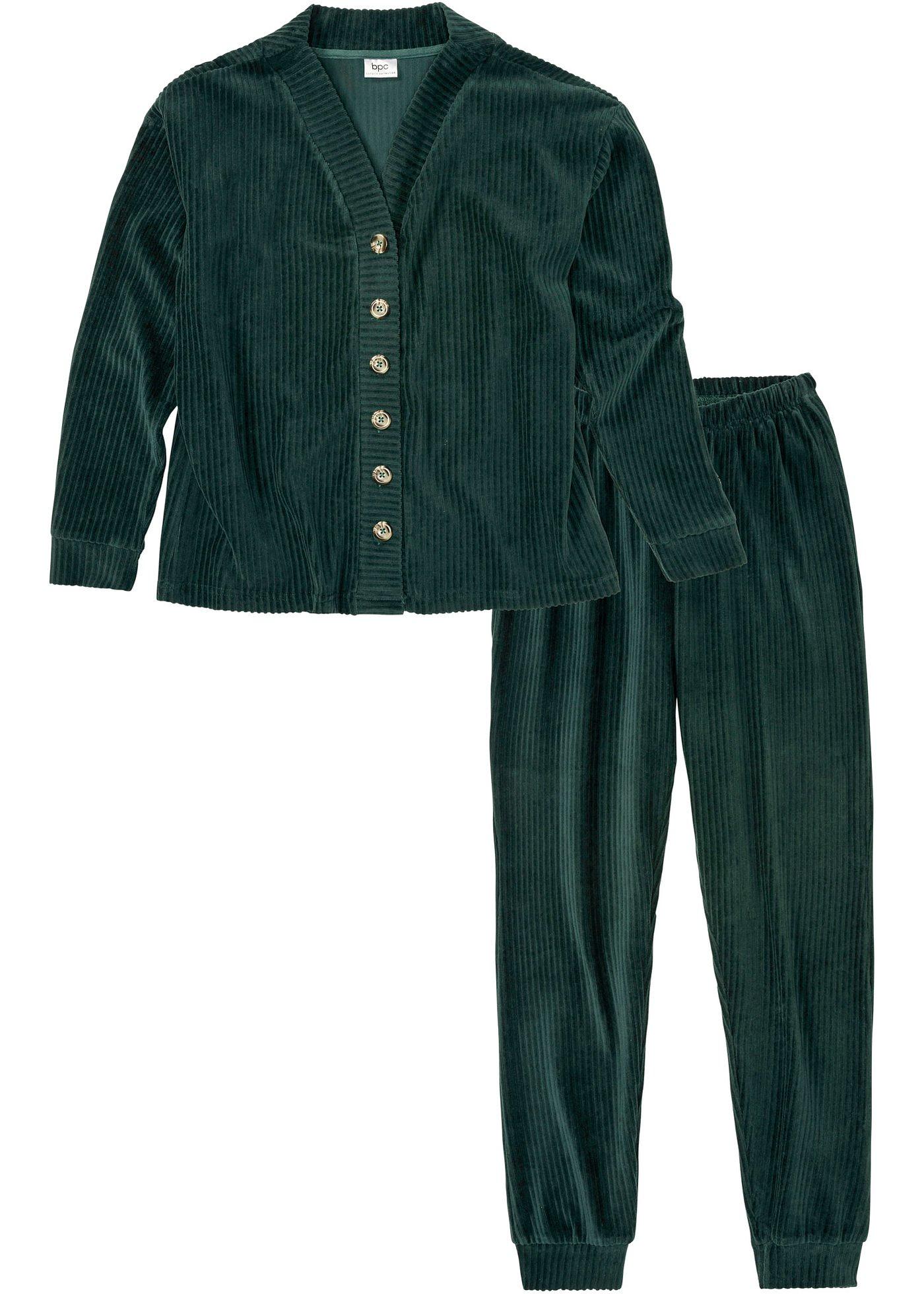 Pyjama en velours ras avec patte de boutonnage