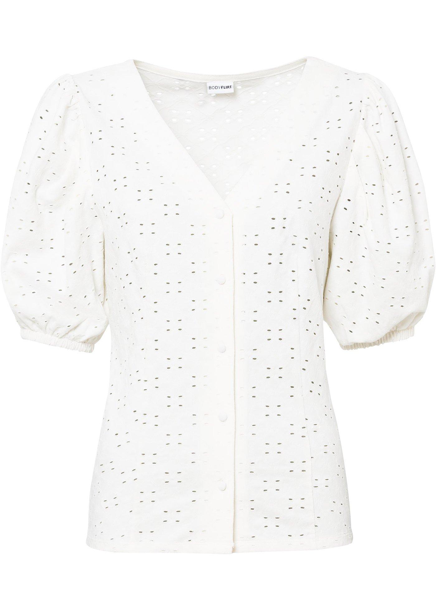 T-shirt blouse à broderie ajourée