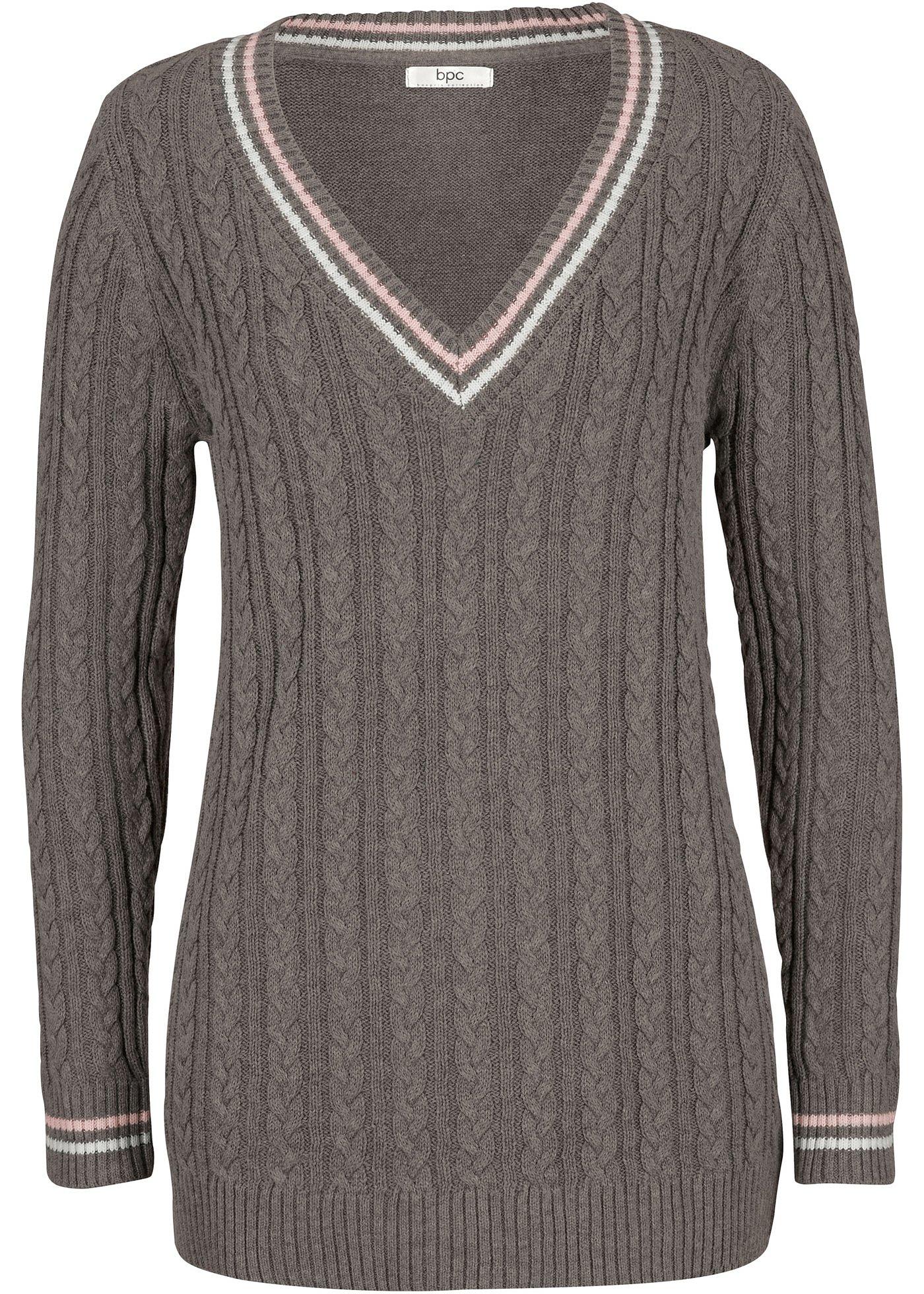 Pull à motif torsadé, col V