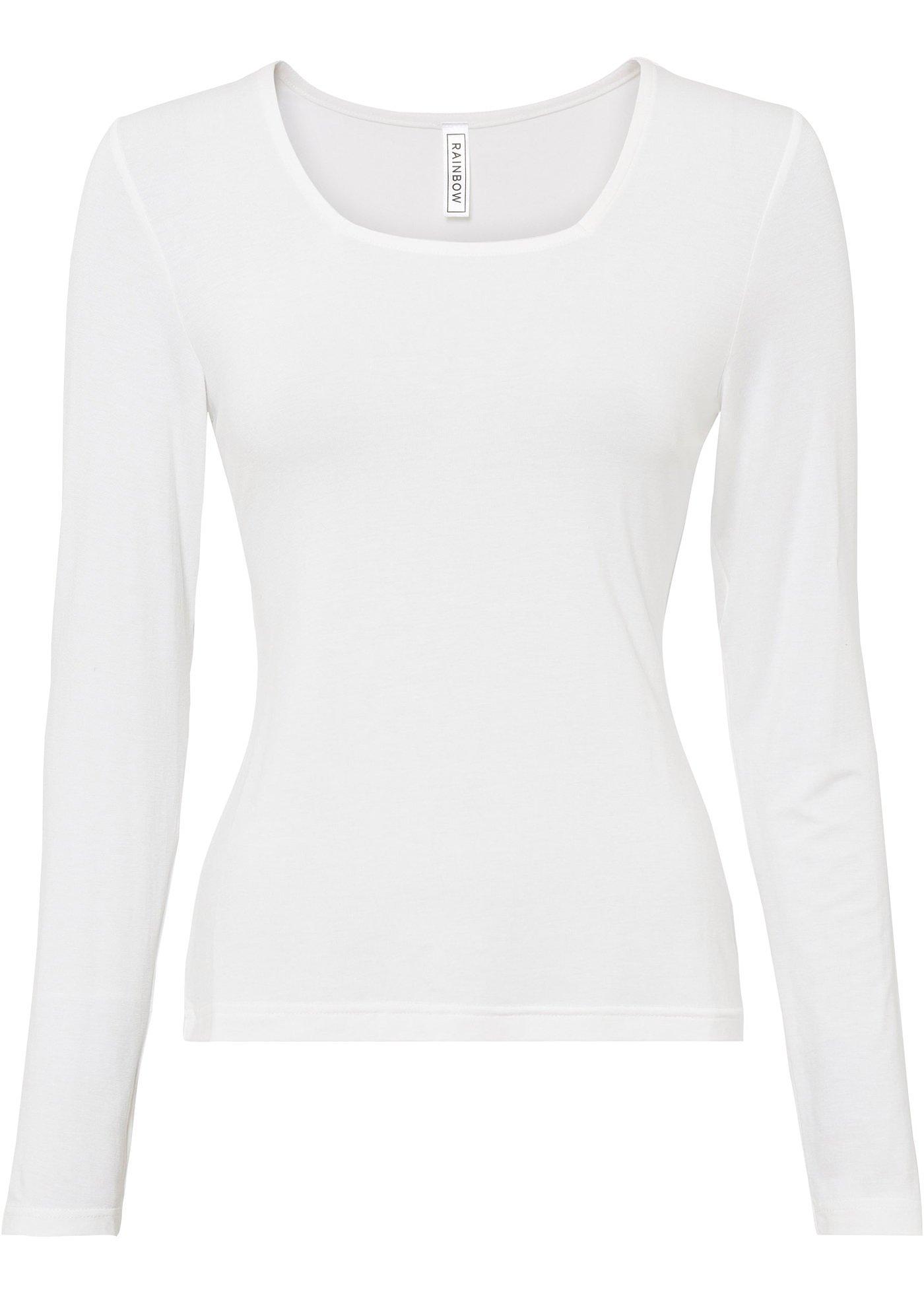 T-shirt manches longues raccourci à décolleté carré