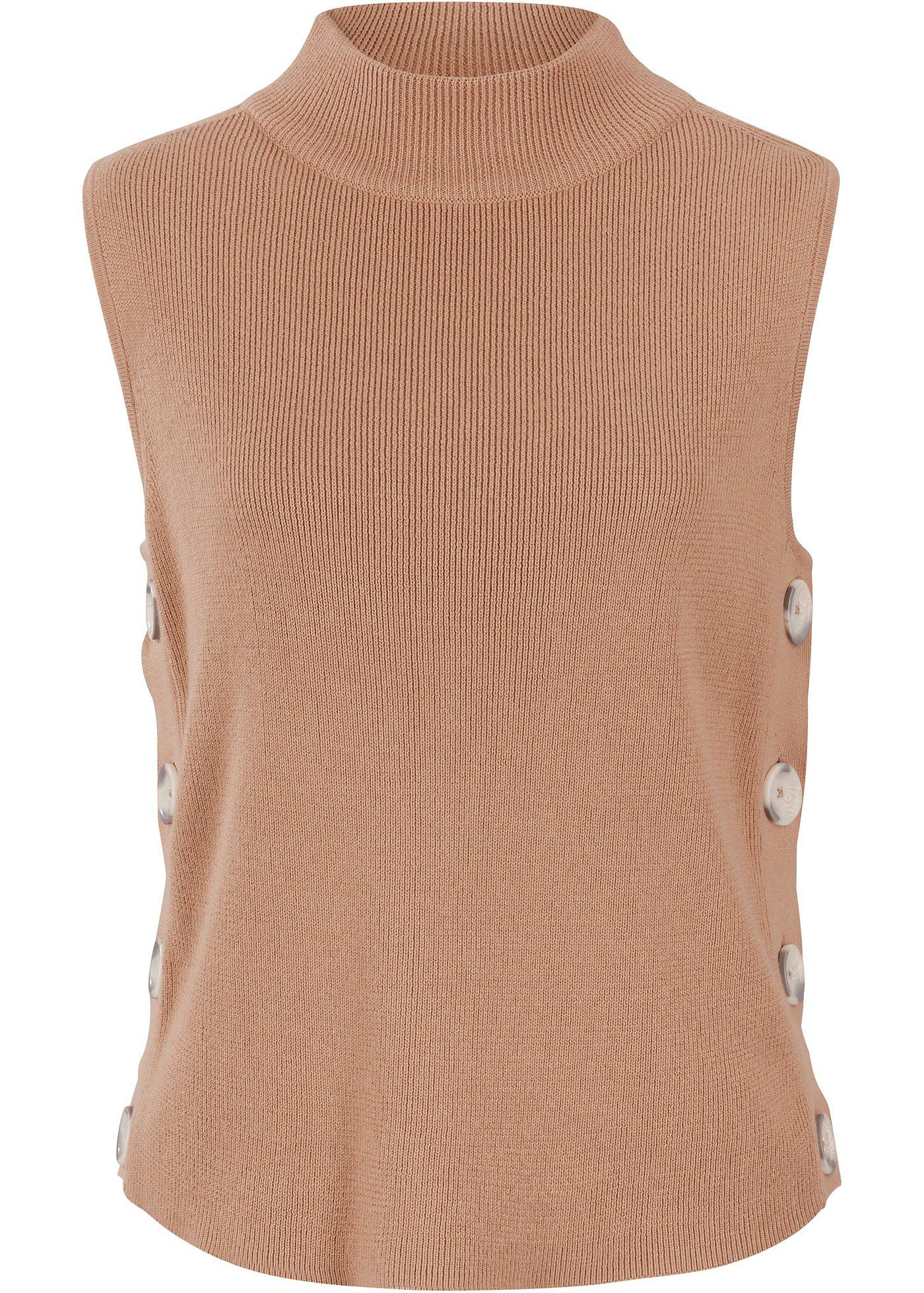 Pull sans manches col tortue avec structure côtelée