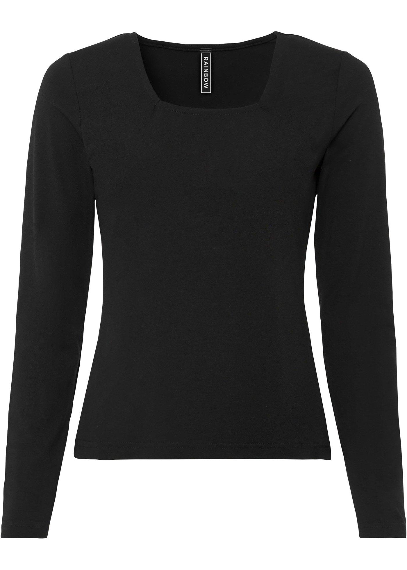 T-shirt manches longues raccourci à décolleté carré