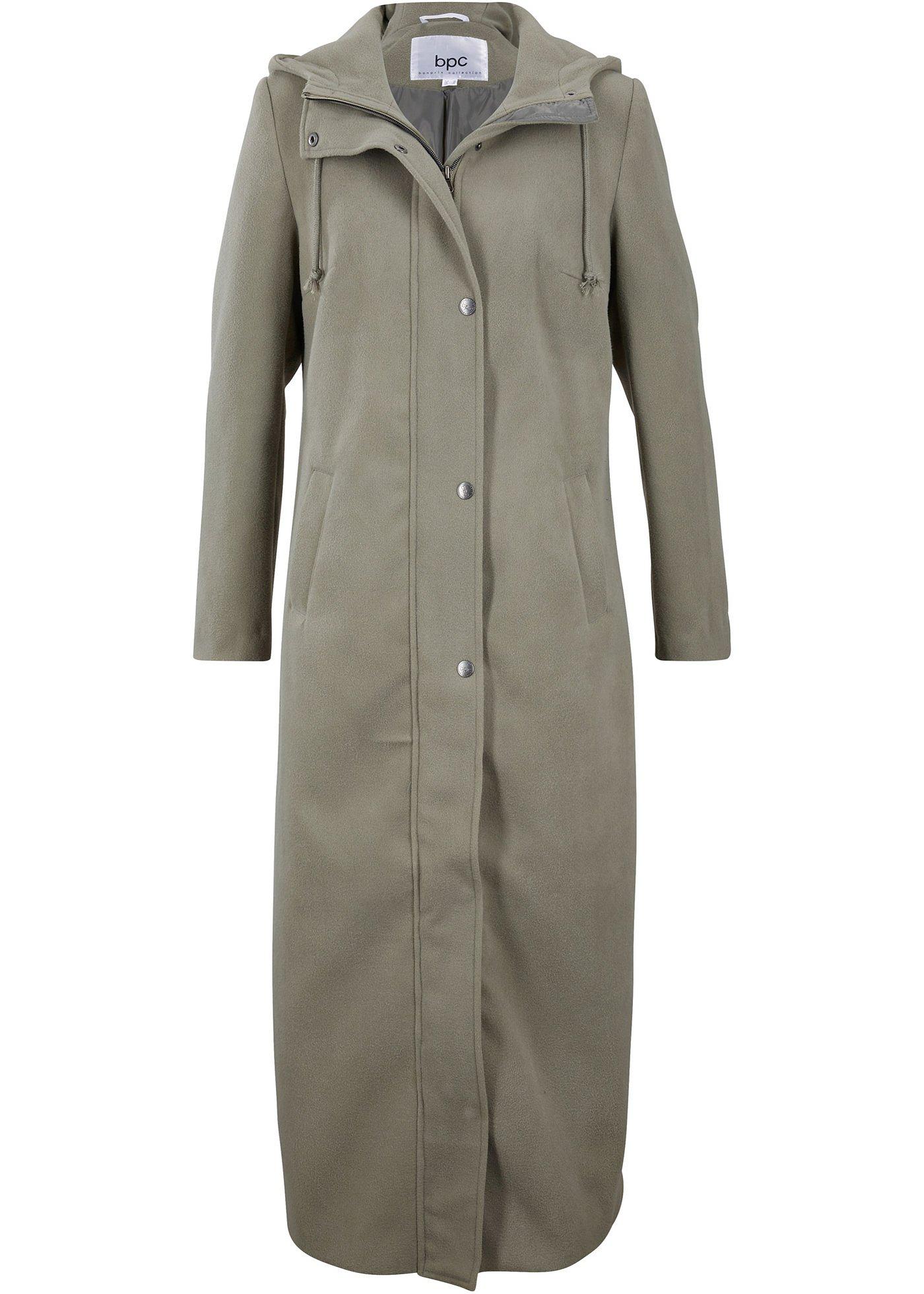 Manteau en imitation laine, coupe longue