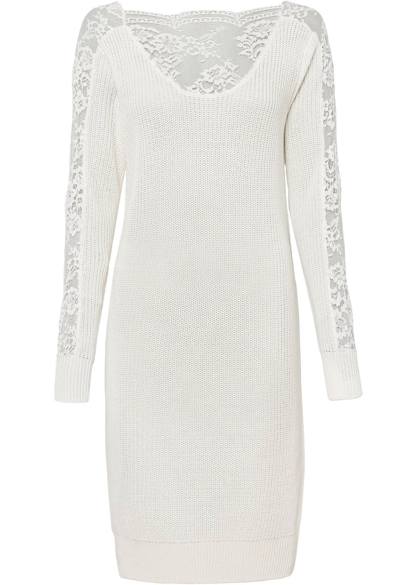 Robe en maille à empiècement dentelle