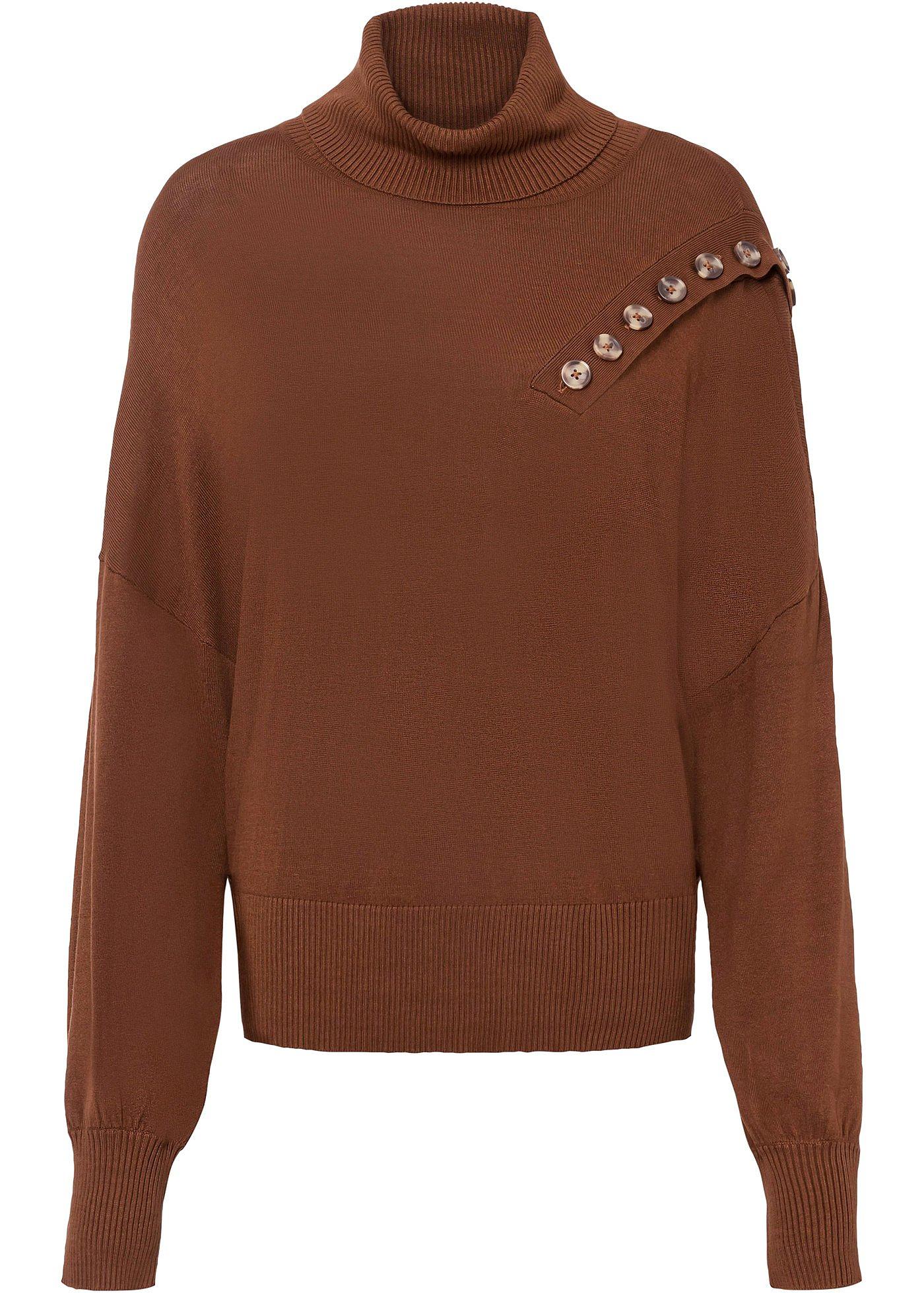 Pull col roulé avec viscose durable et boutons