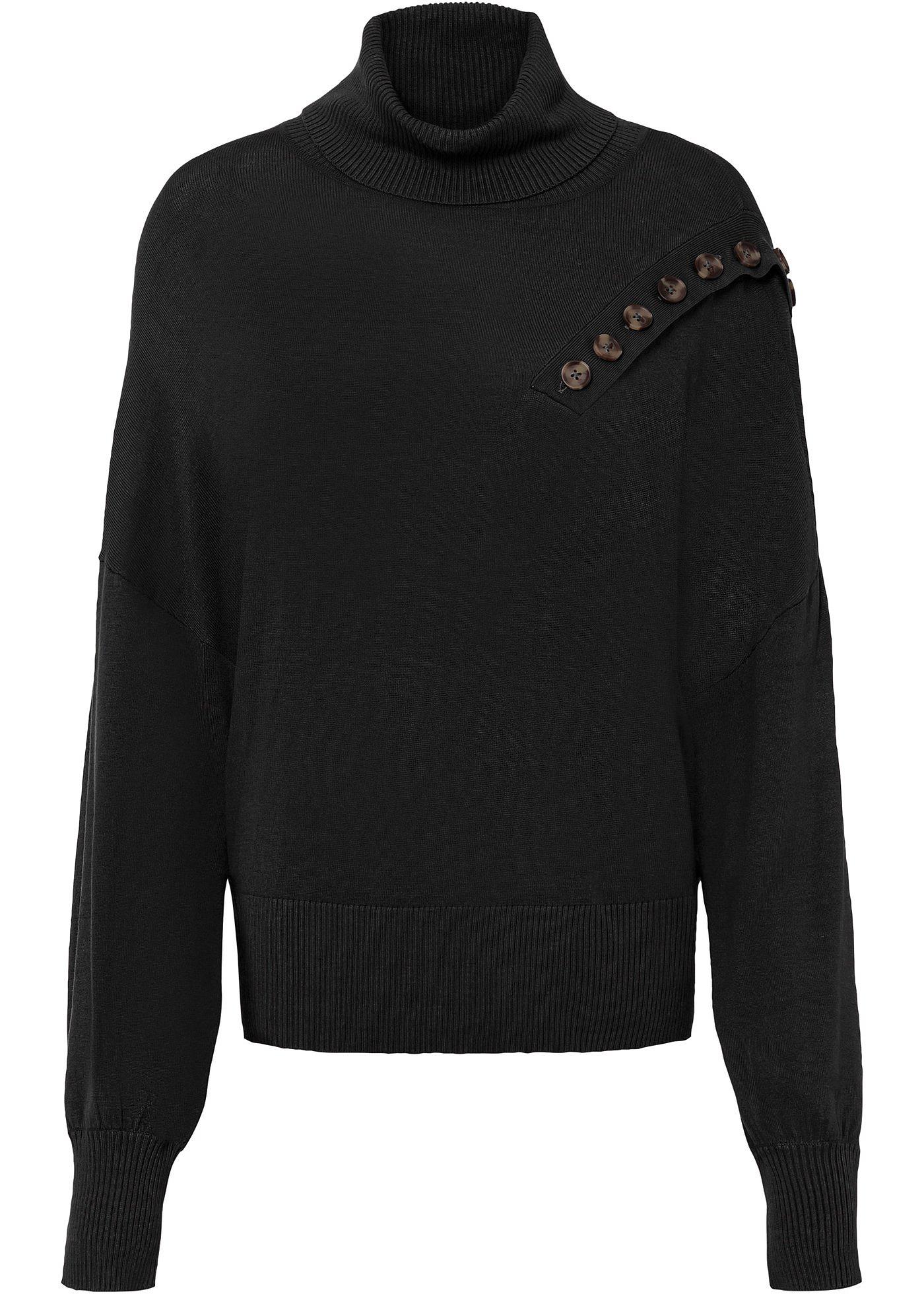 Pull col roulé avec viscose durable et boutons