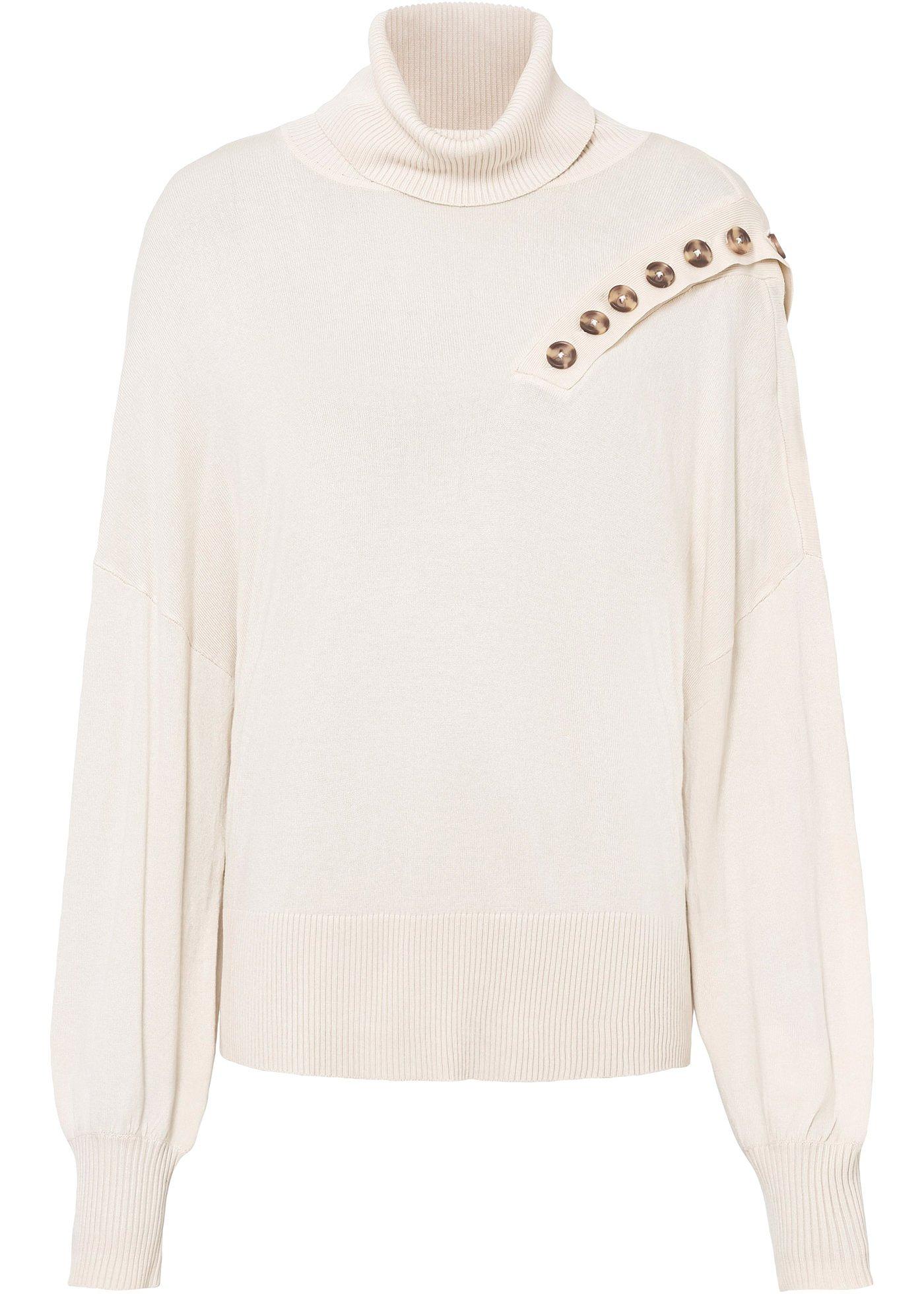 Pull col roulé avec viscose durable et boutons