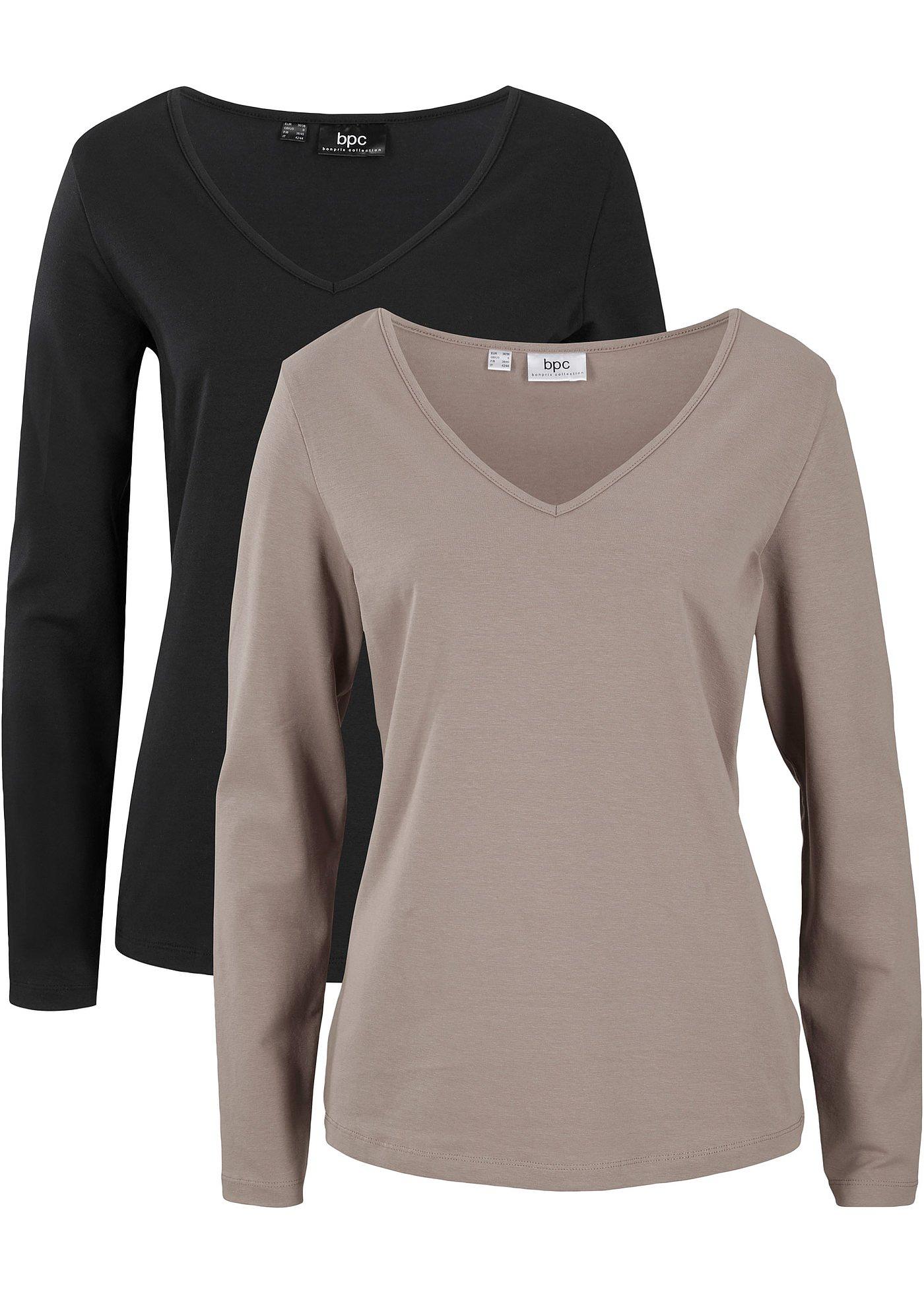 Image de Lot de 2 T-shirts manches longues à décolleté en V