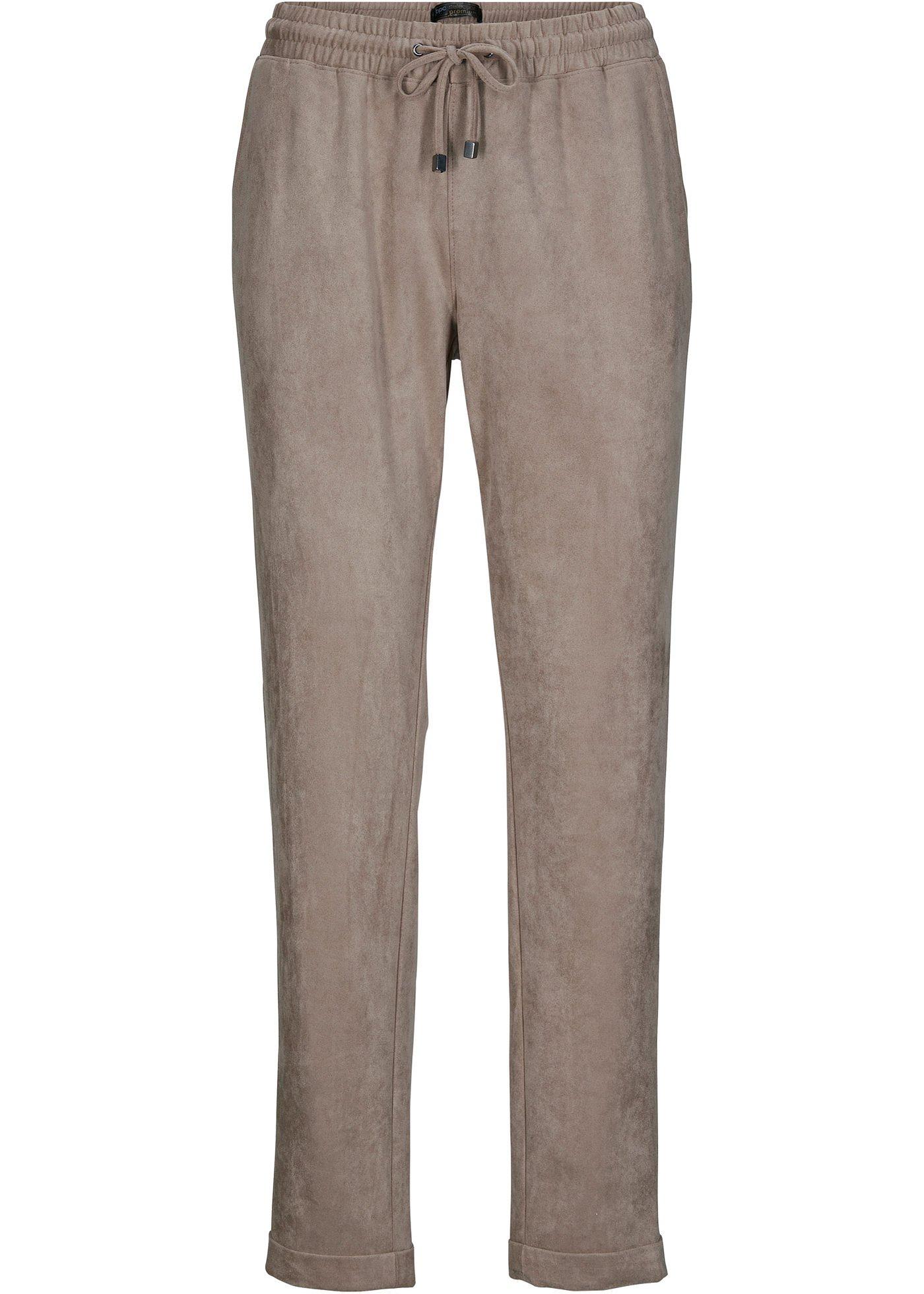 Pantalon taille extensible en synthétique imitation cuir velours