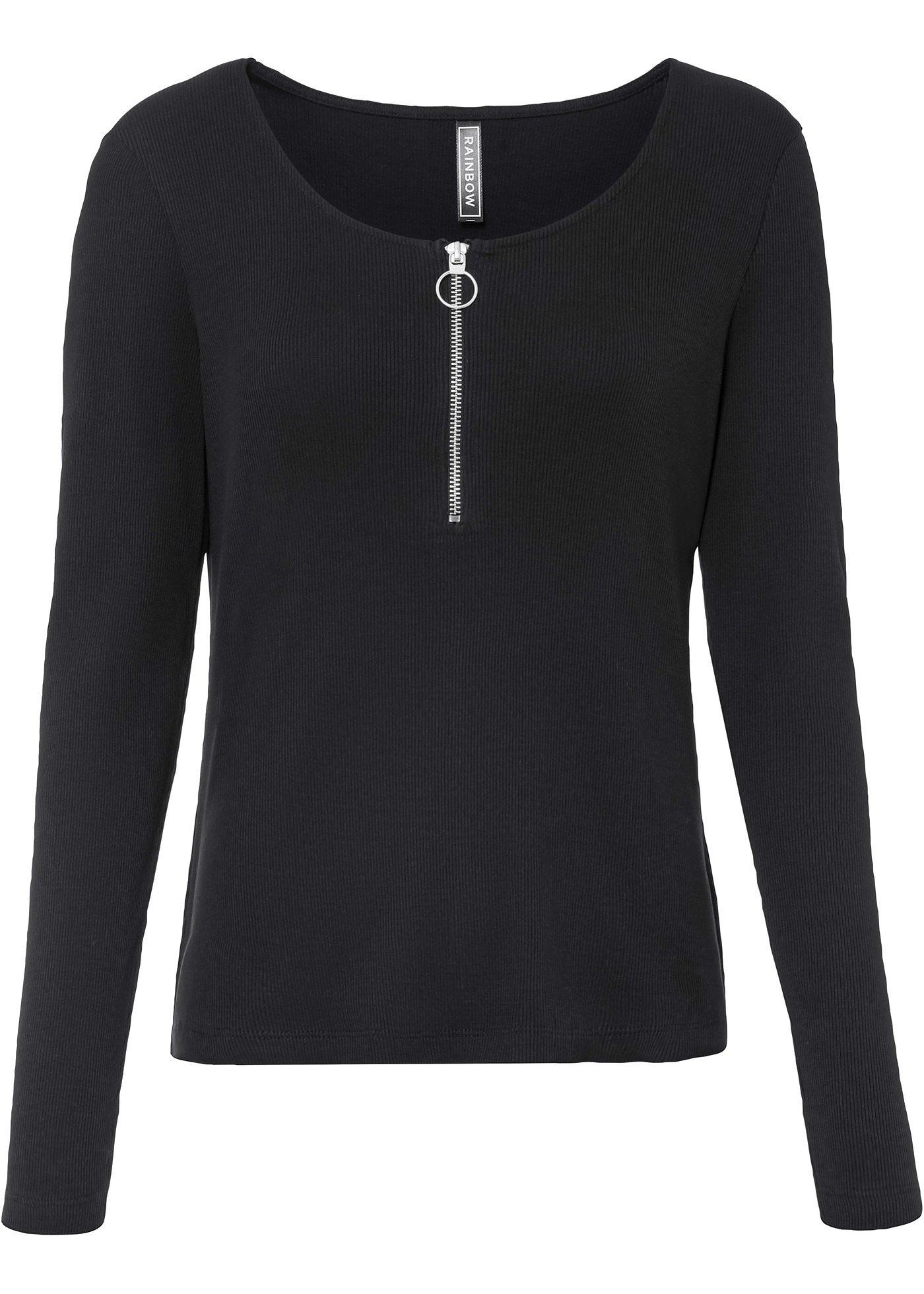 T-shirt côtelé avec zip en coton