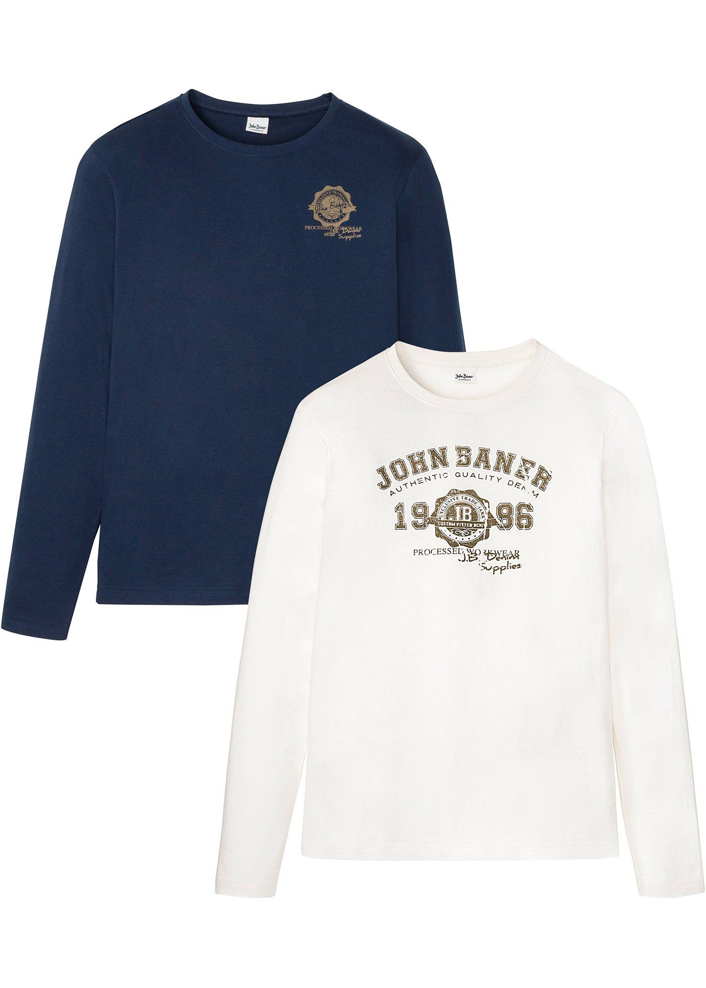 Lot de 2 T-shirts manches longues en coton doux sur la peau