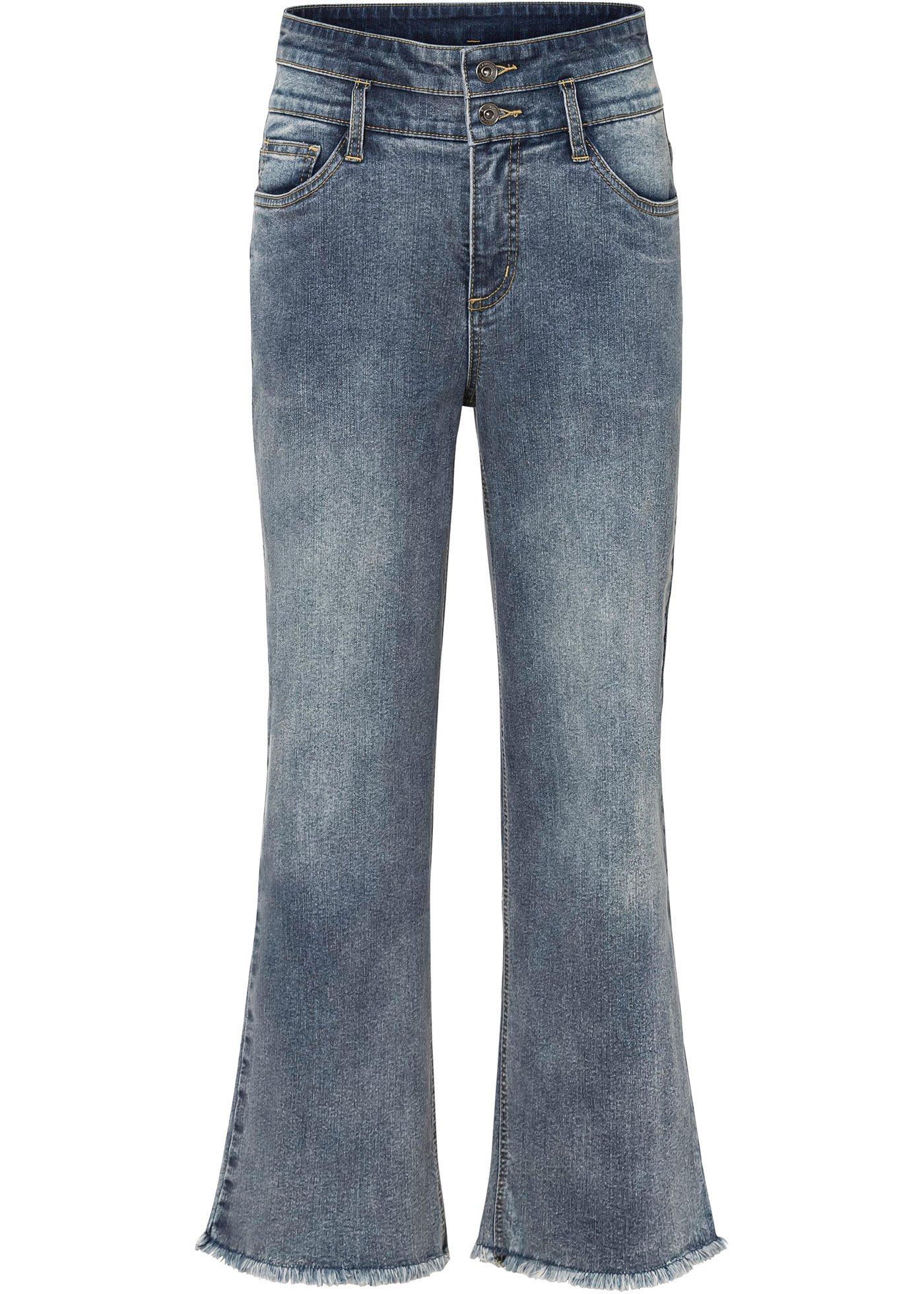 Jean 7/8 taille haute avec empiècement taille double