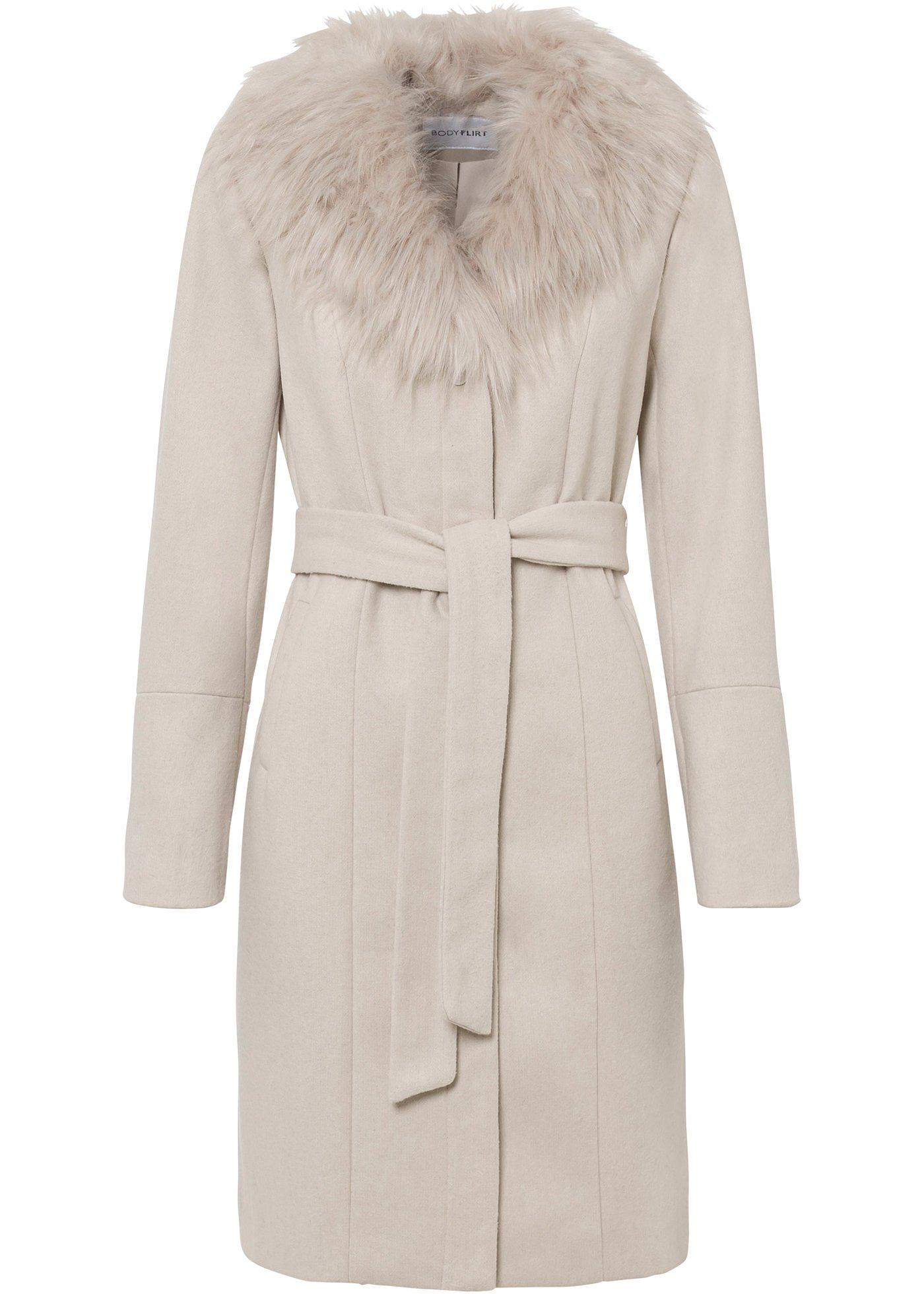 Manteau avec col synthétique imitation fourrure