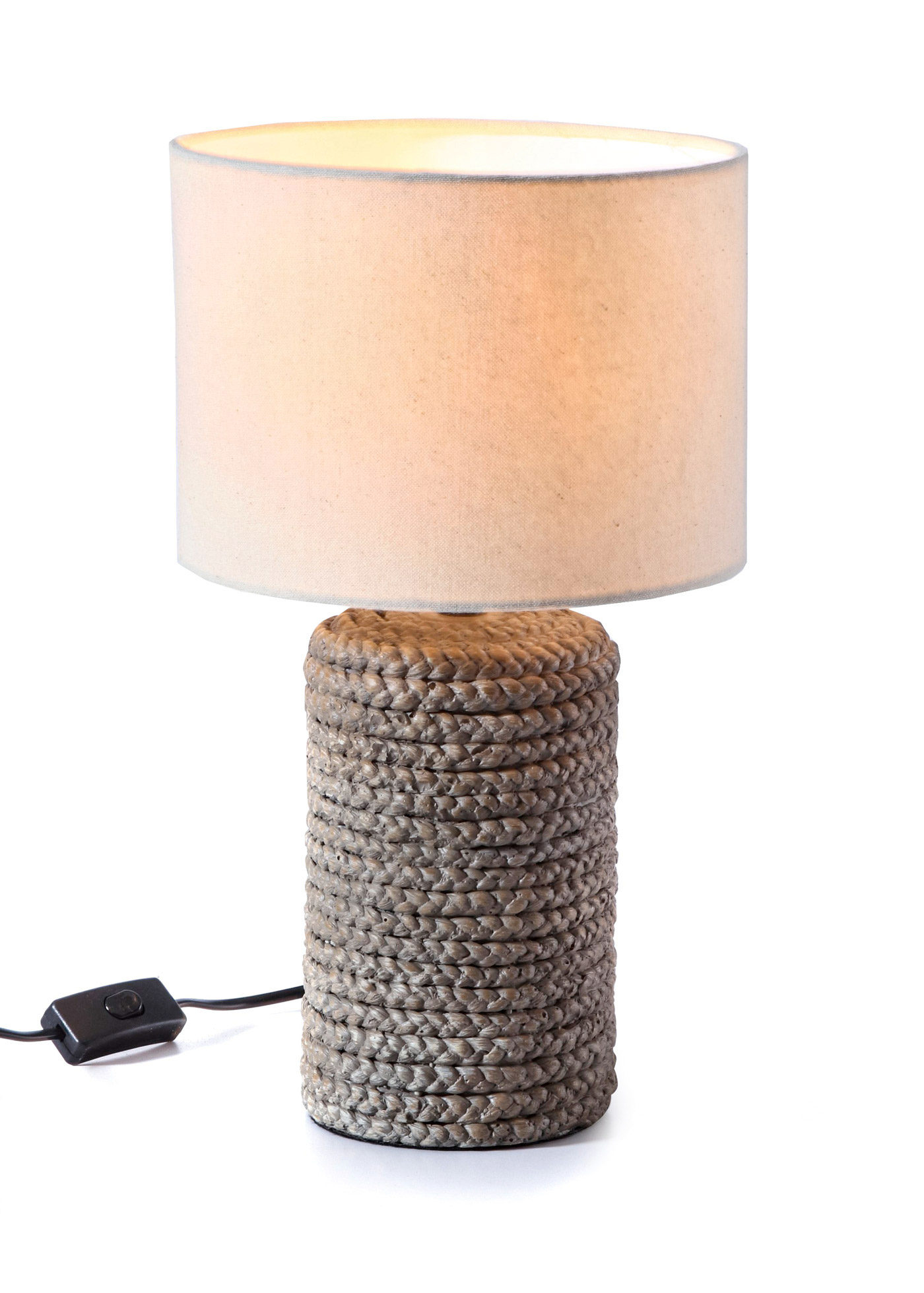 Lampe de table pied aspect roseau tressé