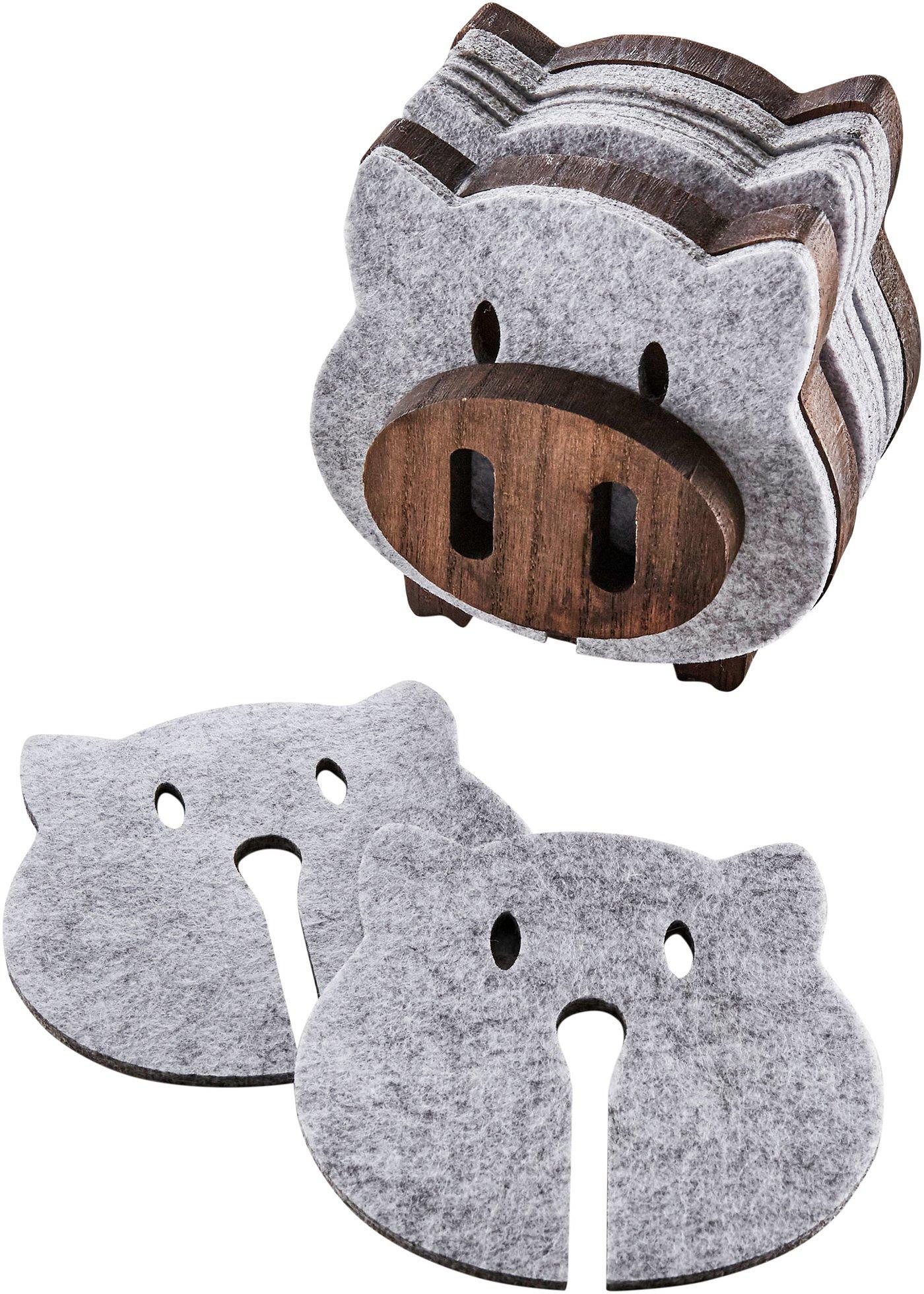 Sous-verre en forme de cochon (lot de 8)