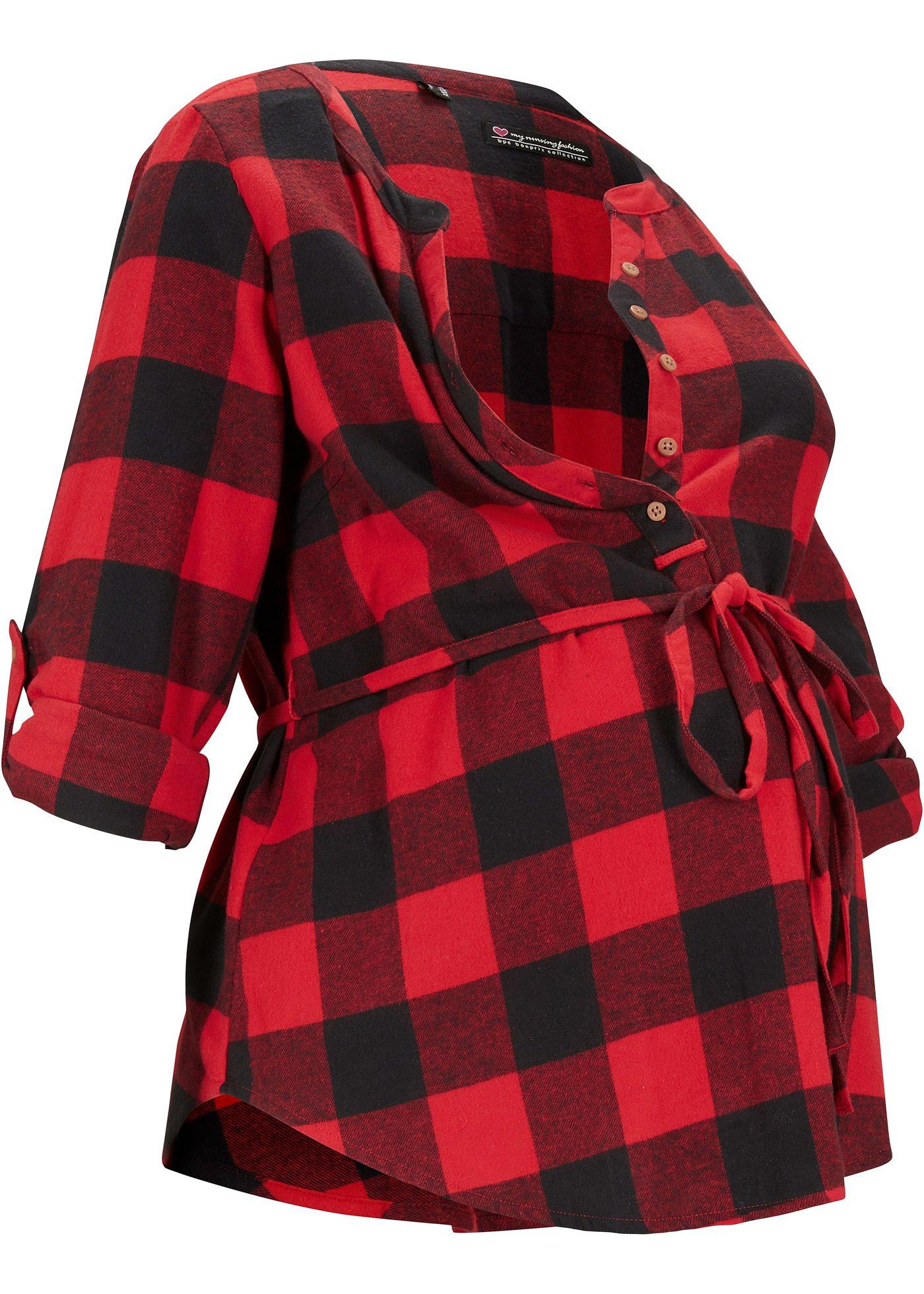 Tunique de grossesse en flanelle avec fonction allaitement