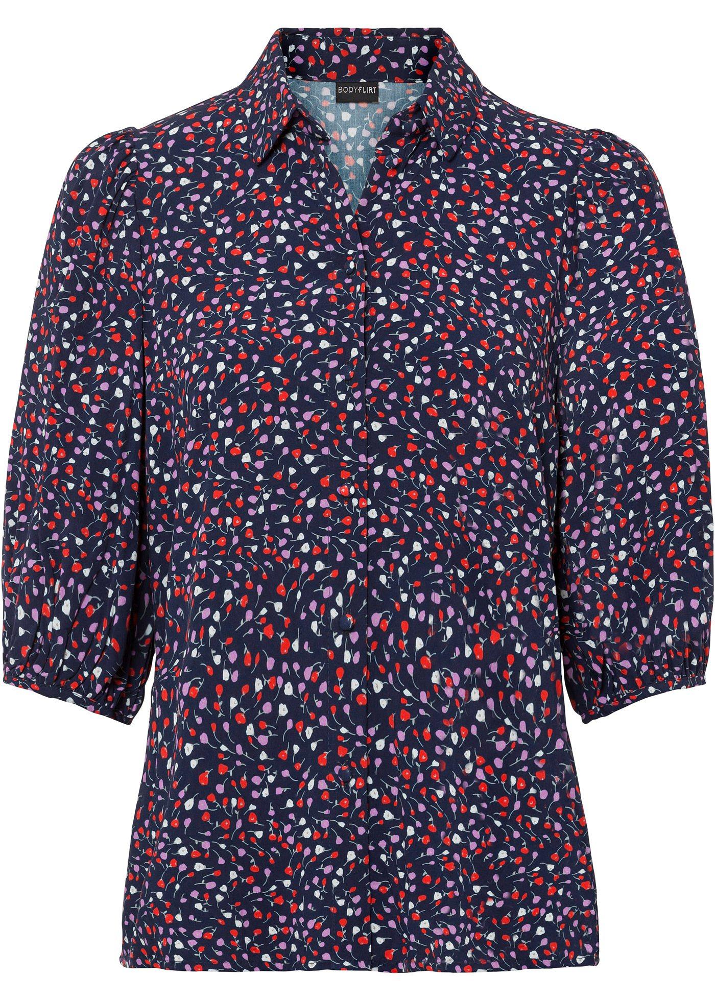 Chemisier imprimé à manches bouffantes