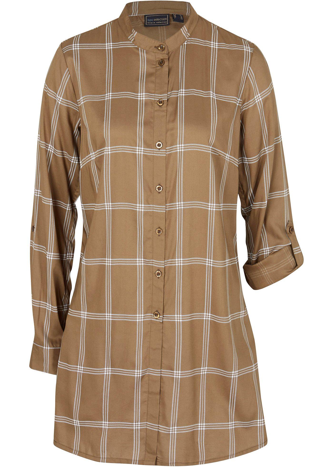 Chemisier long à carreaux en viscose durable