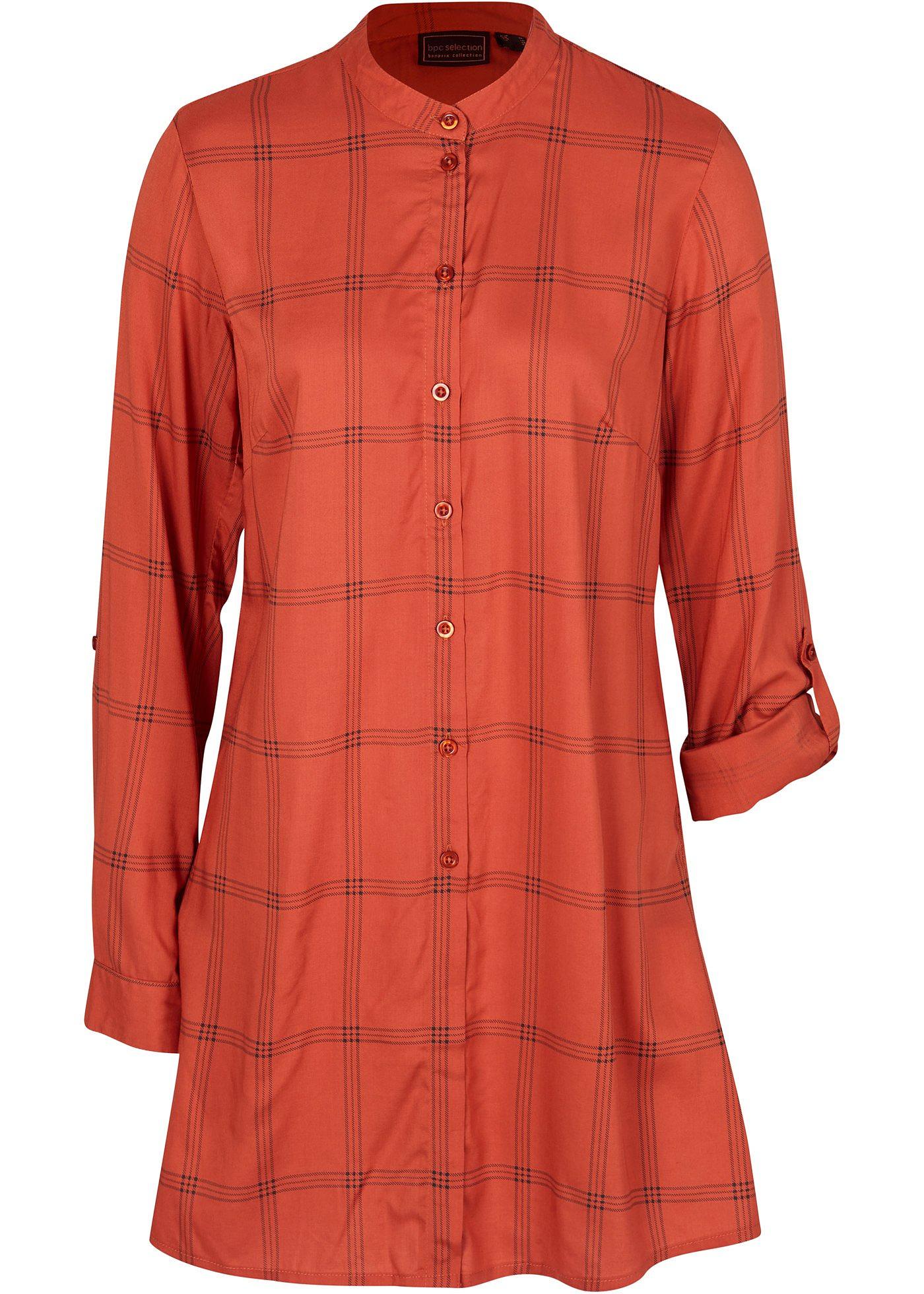 Chemisier long à carreaux en viscose durable