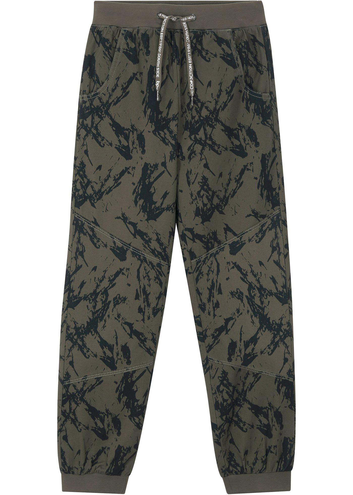 Pantalon garçon avec taille côtelée et imprimé, Regular Fit