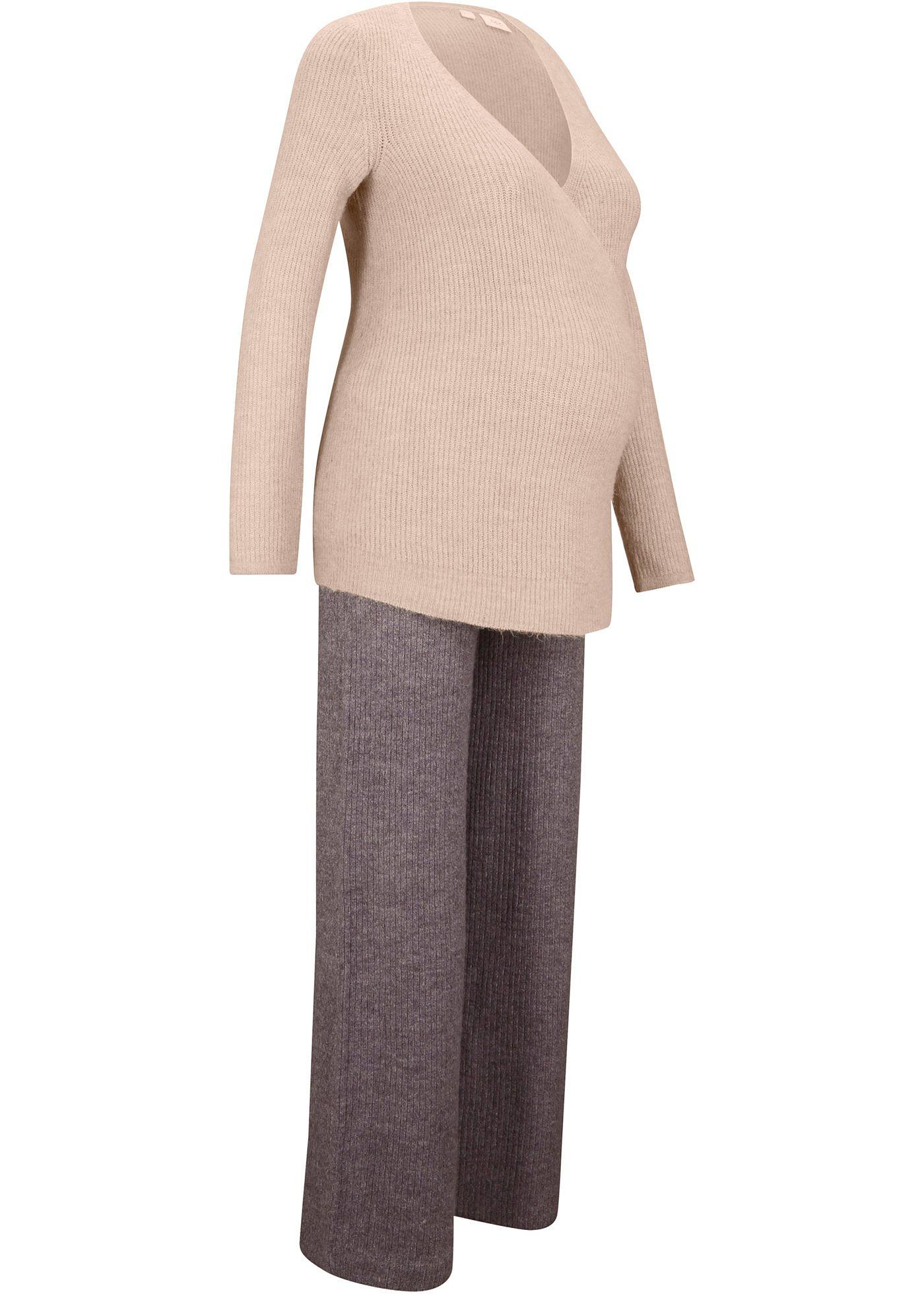 Gilet en maille et pantalon en maille de grossesse (Ens. 2 pces.)