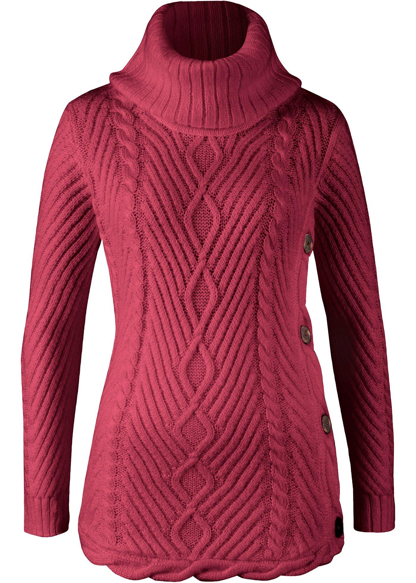 Pull col roulé à détail bouton