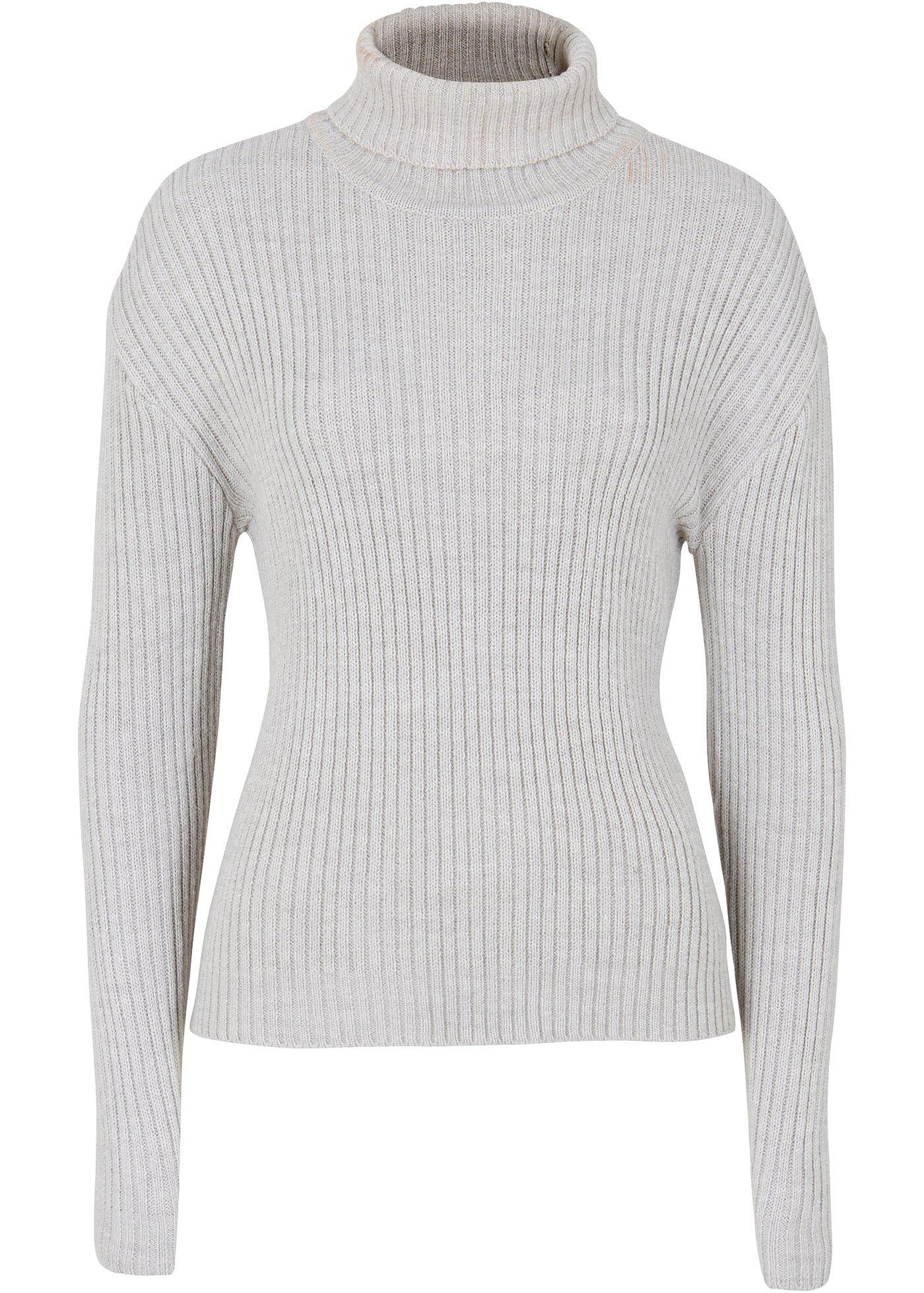 Pull col roulé côtelé, court