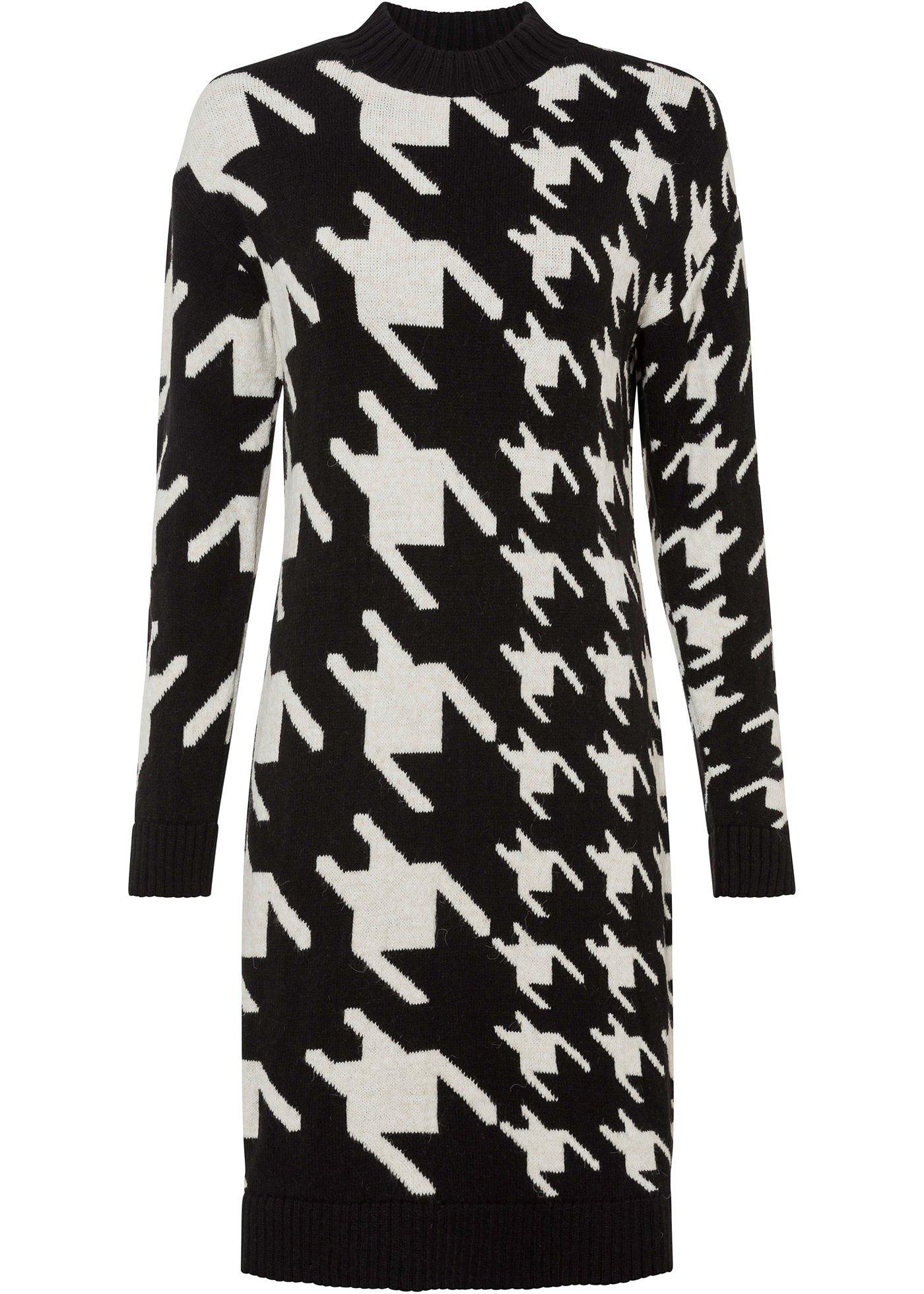 Robe en maille à motif pied-de-coq