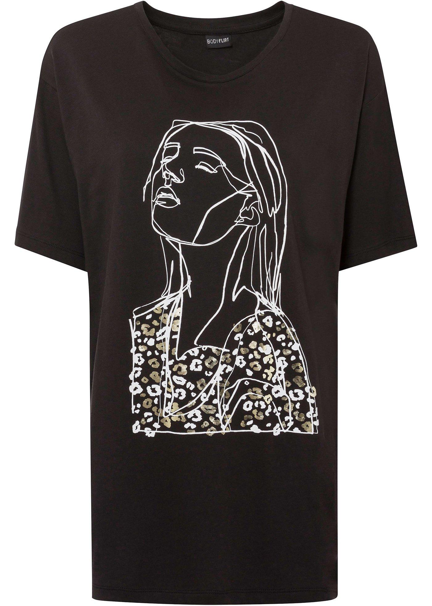 T-shirt long à imprimé métallique