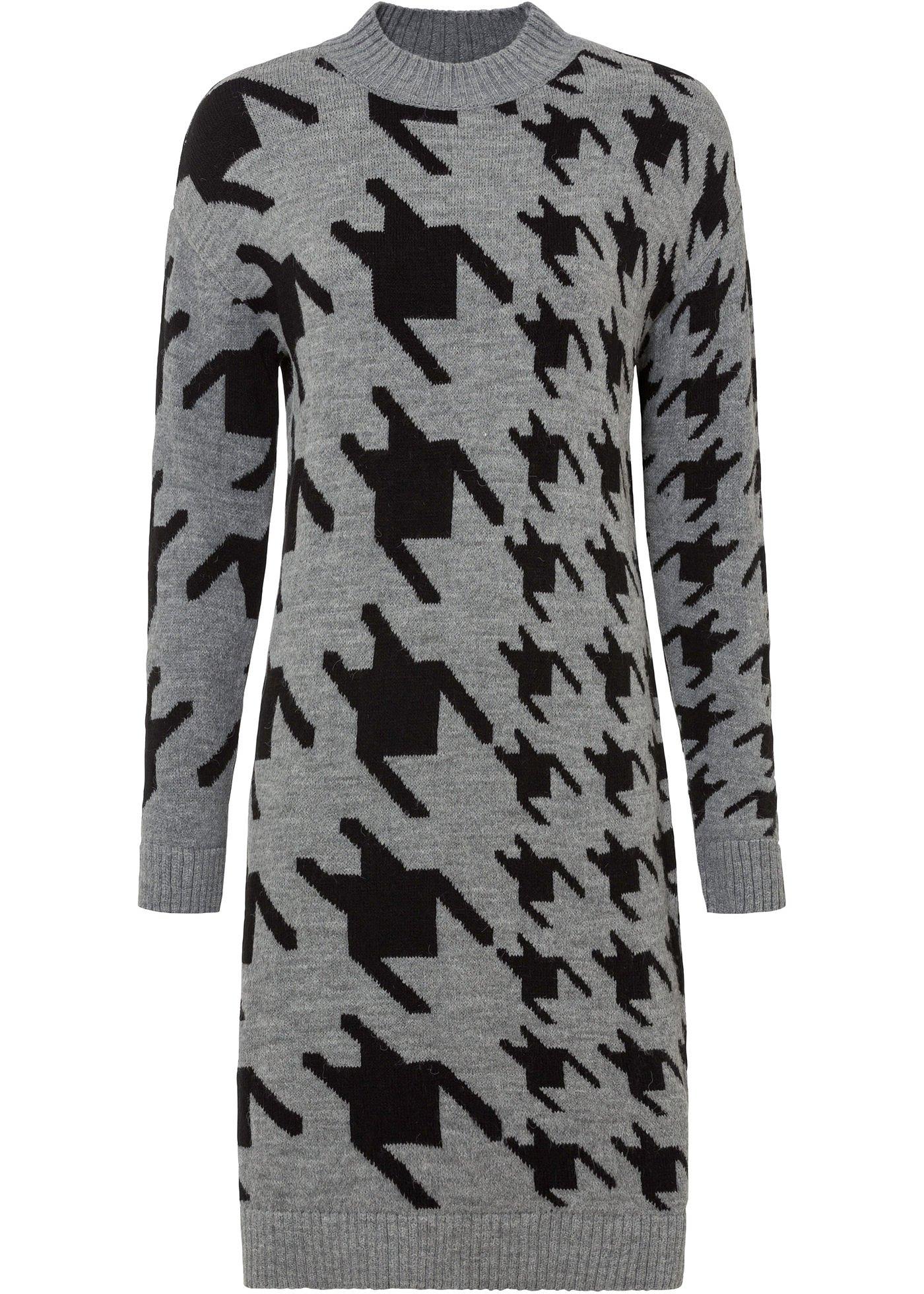 Robe en maille à motif pied-de-coq