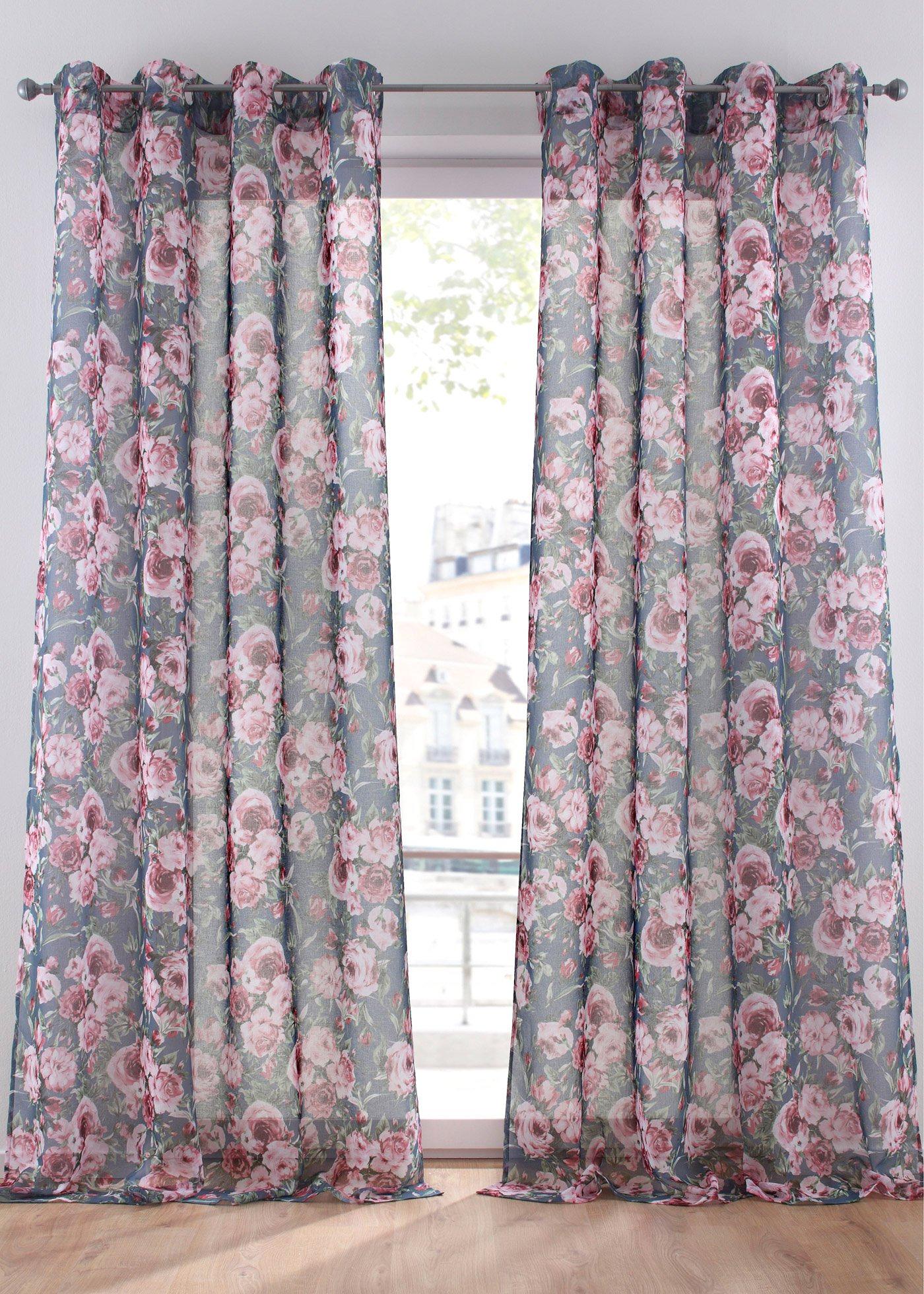 Voilage à imprimé floral (1 pce.)