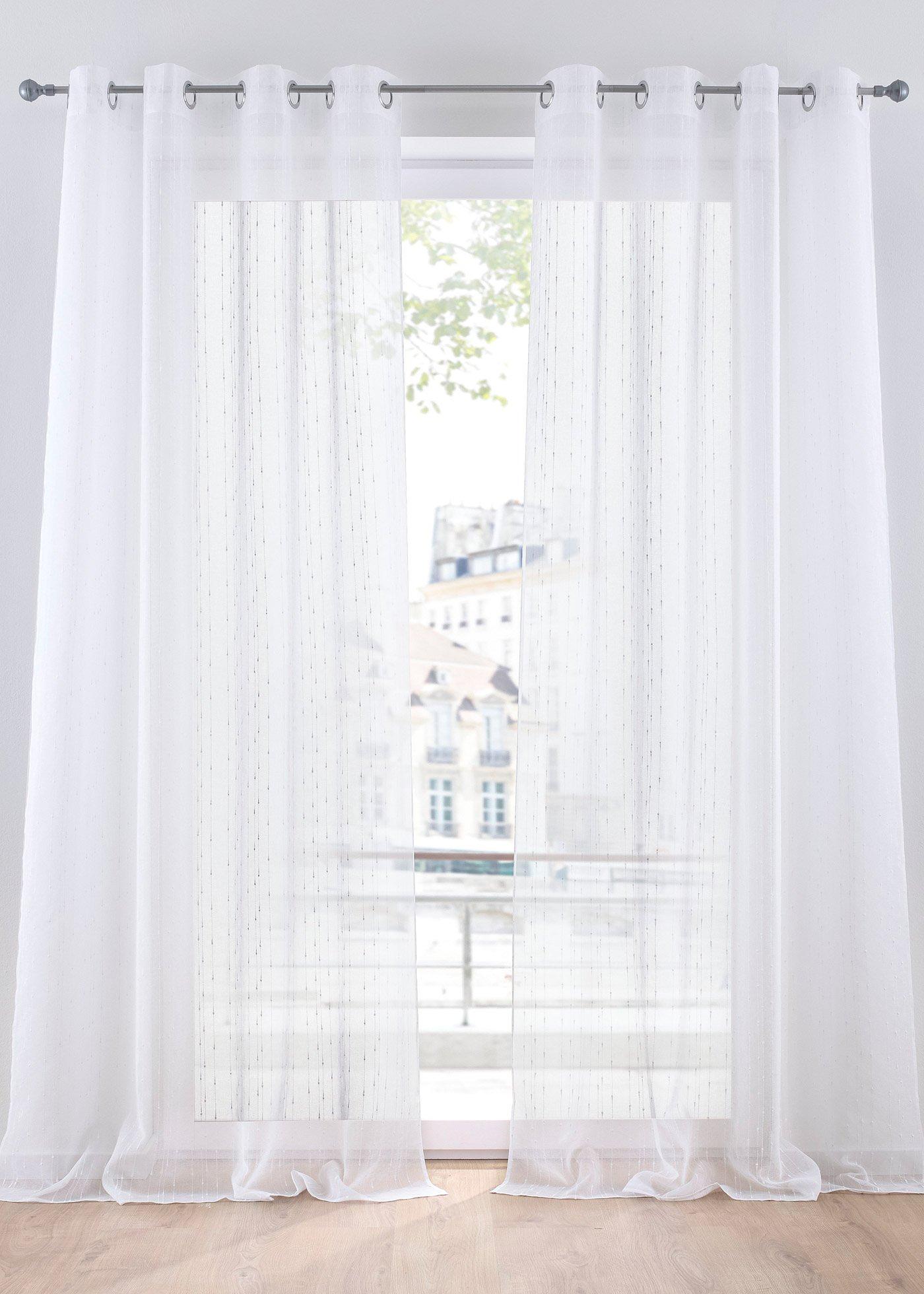 Voilage jacquard à rayures fines (1 pce.)