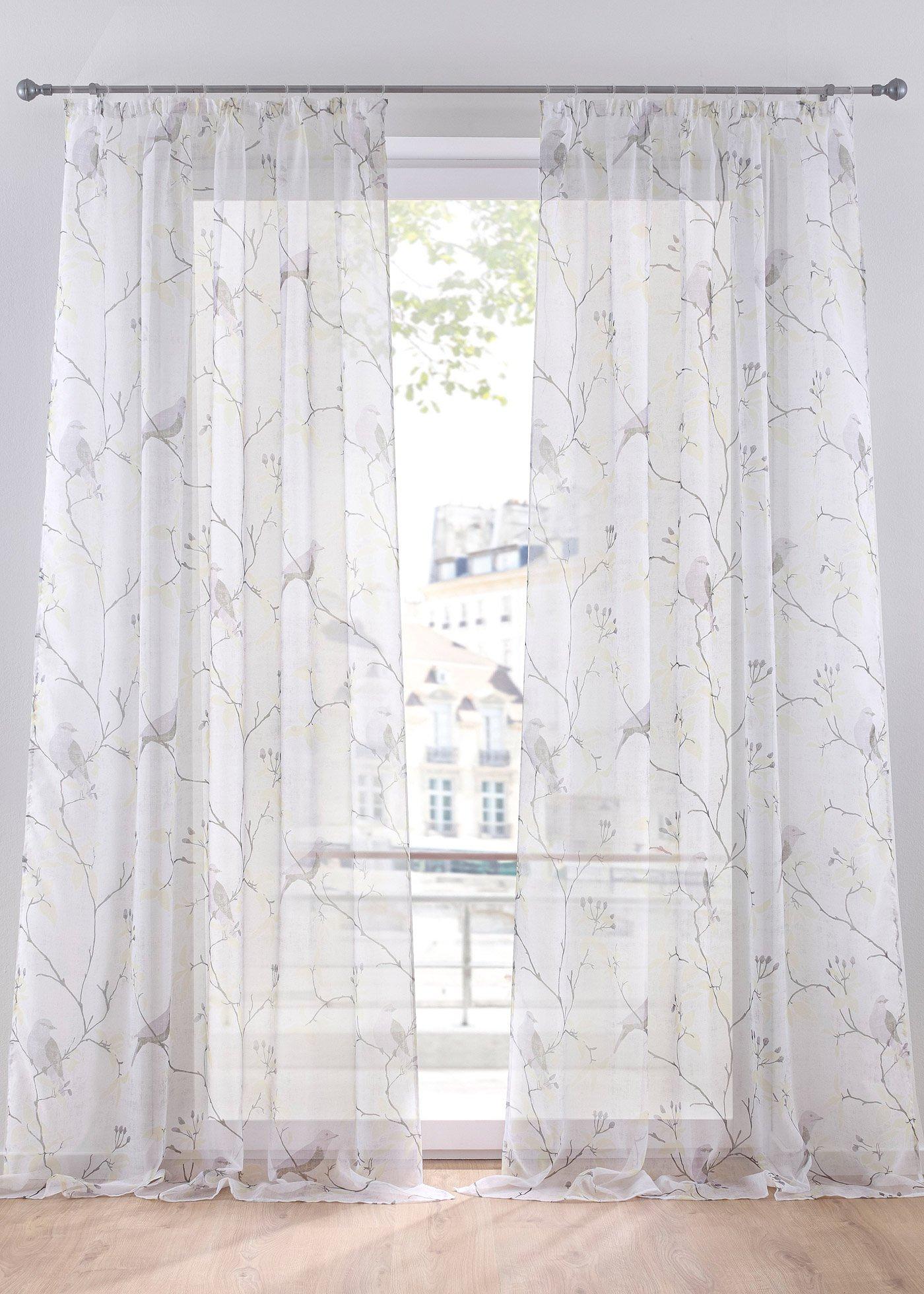 Voilage imprimé oiseau (1pce.)