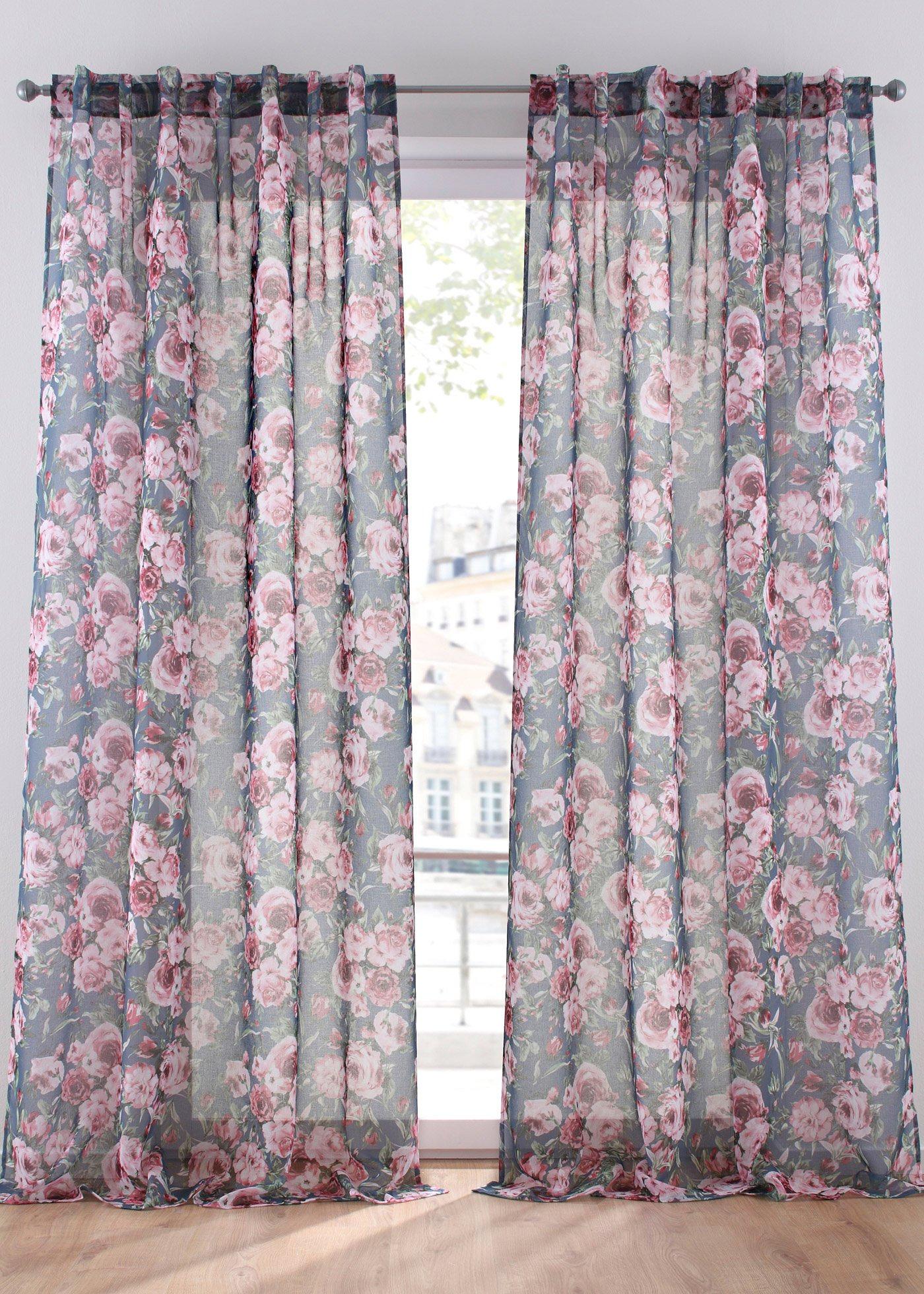 Voilage à imprimé floral (1 pce.)