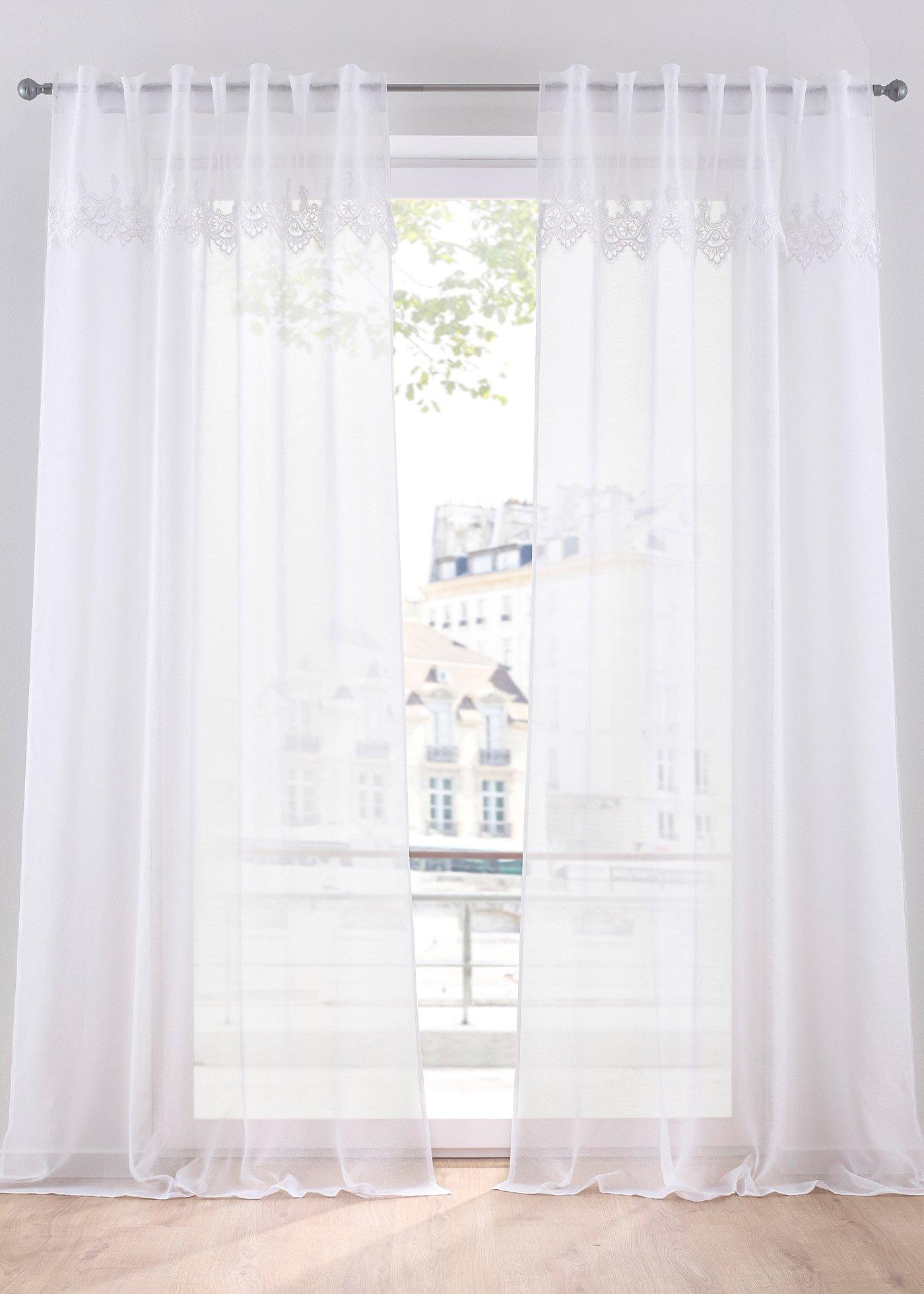 Voilage avec bordure dentelle (1 pce.)