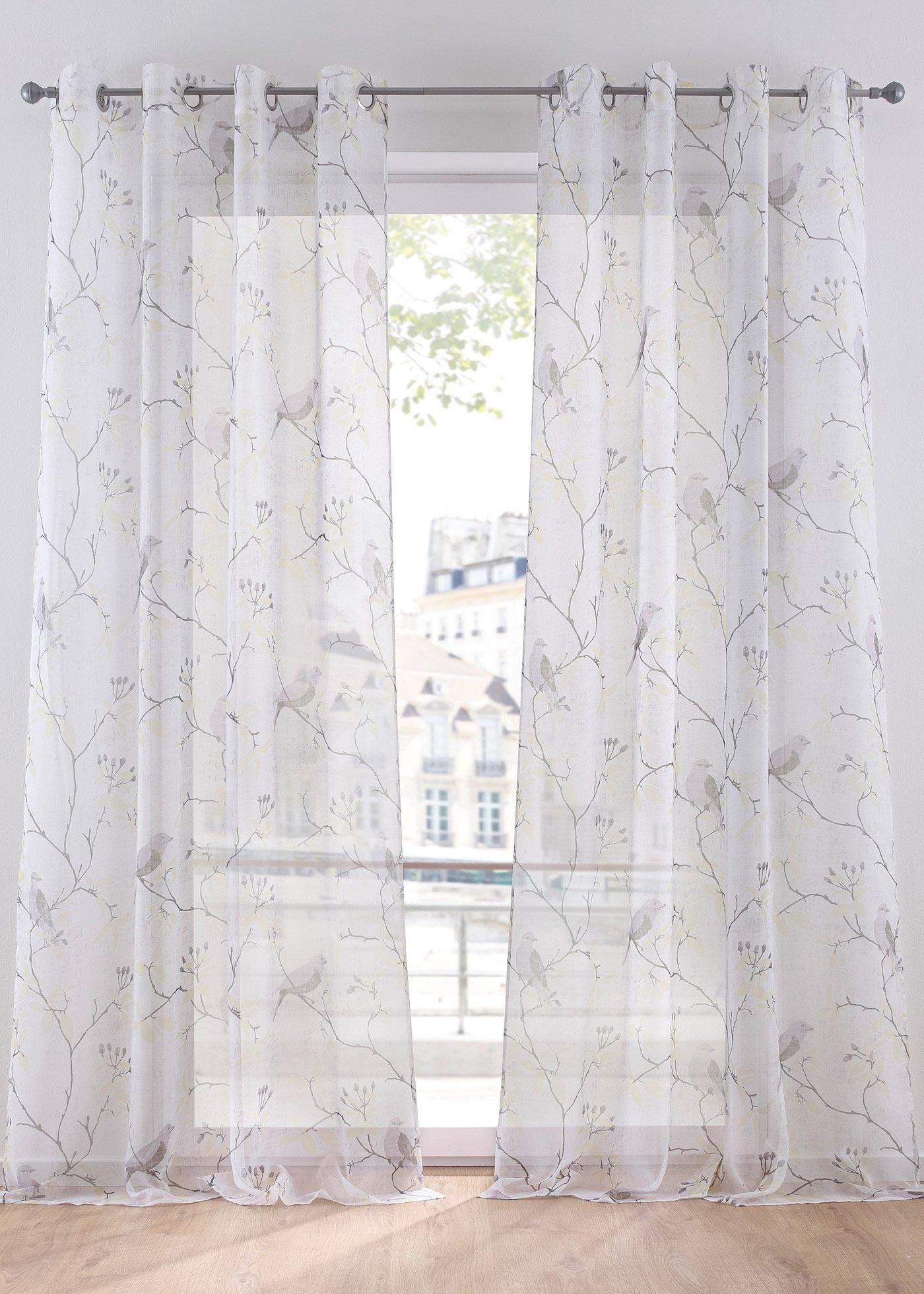 Voilage imprimé oiseau (1pce.)