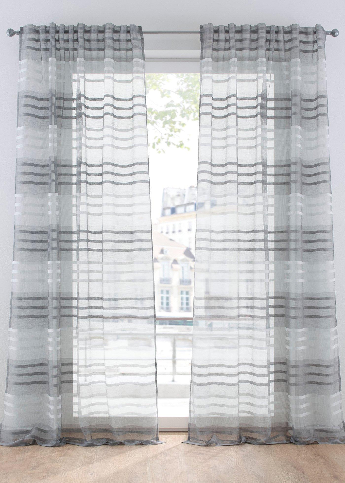 Voilage à rayures horizontales (1 pce.)