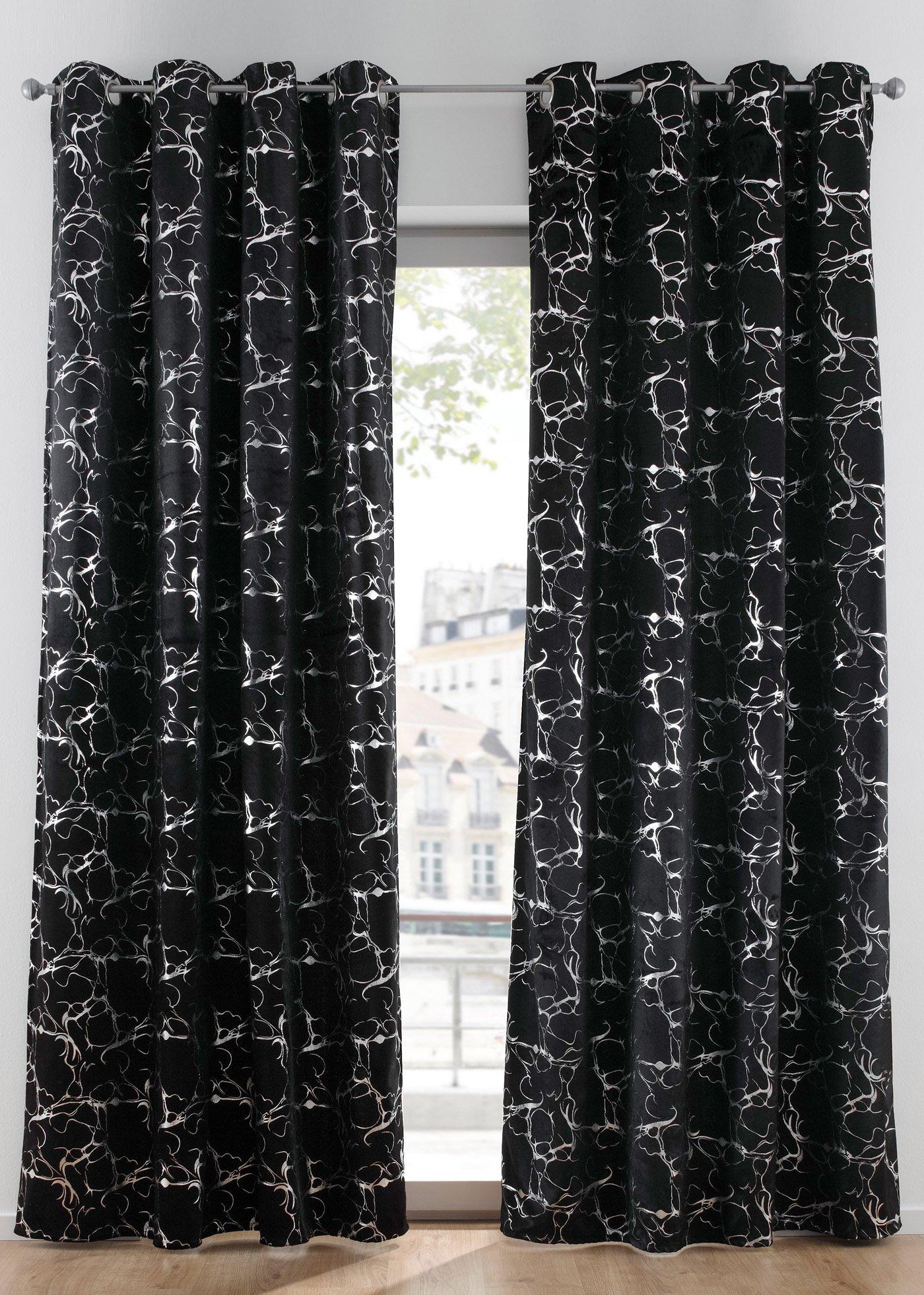 Rideau en velours imprimé brillant (1 pce.)