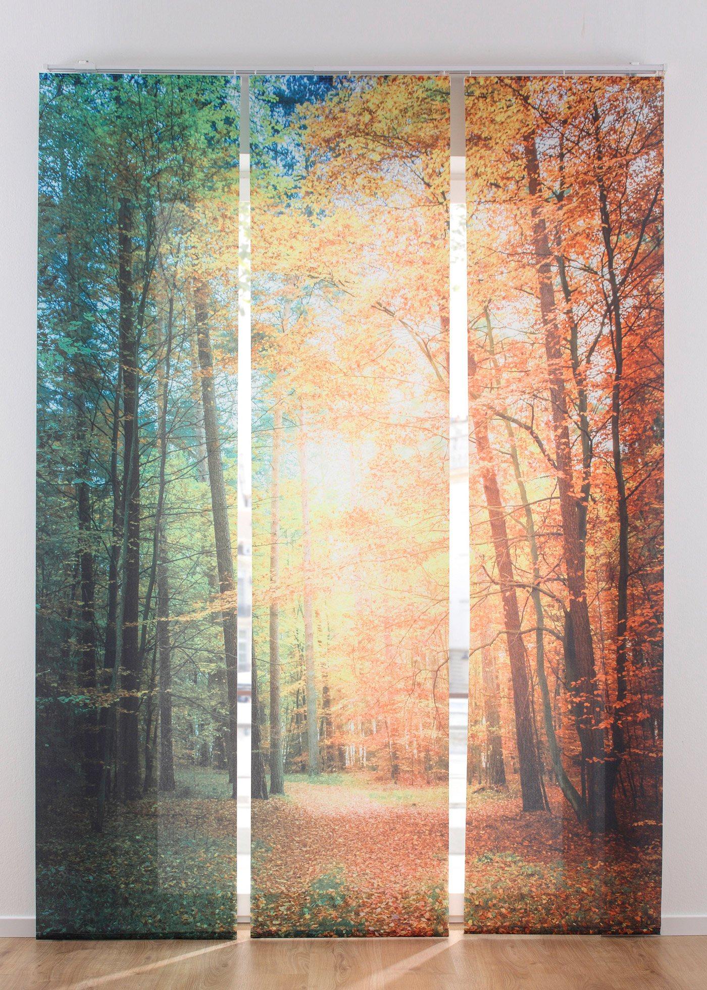 Panneau coulissant imprimé forêt (lot de 3)