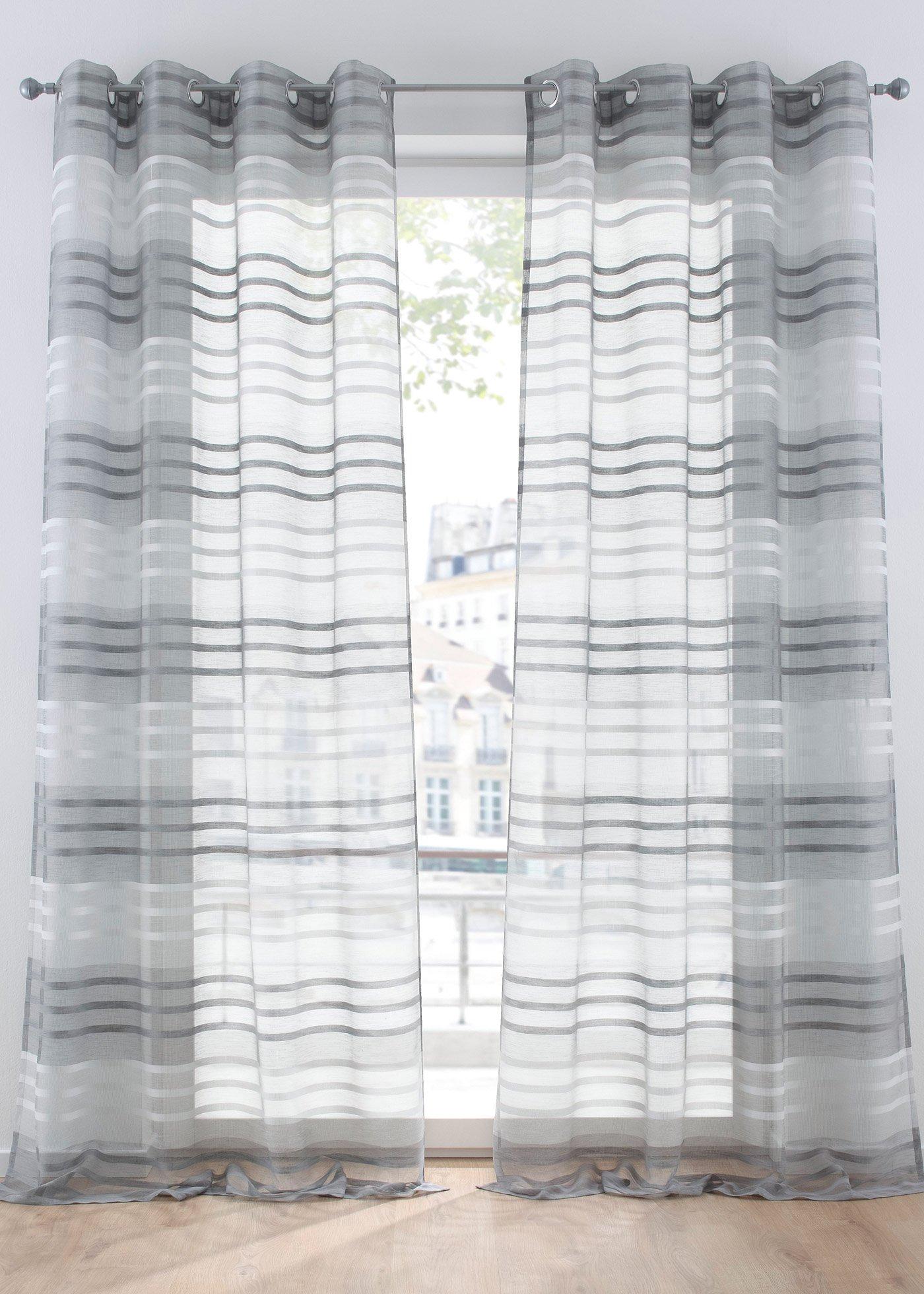 Voilage à rayures horizontales (1 pce.)