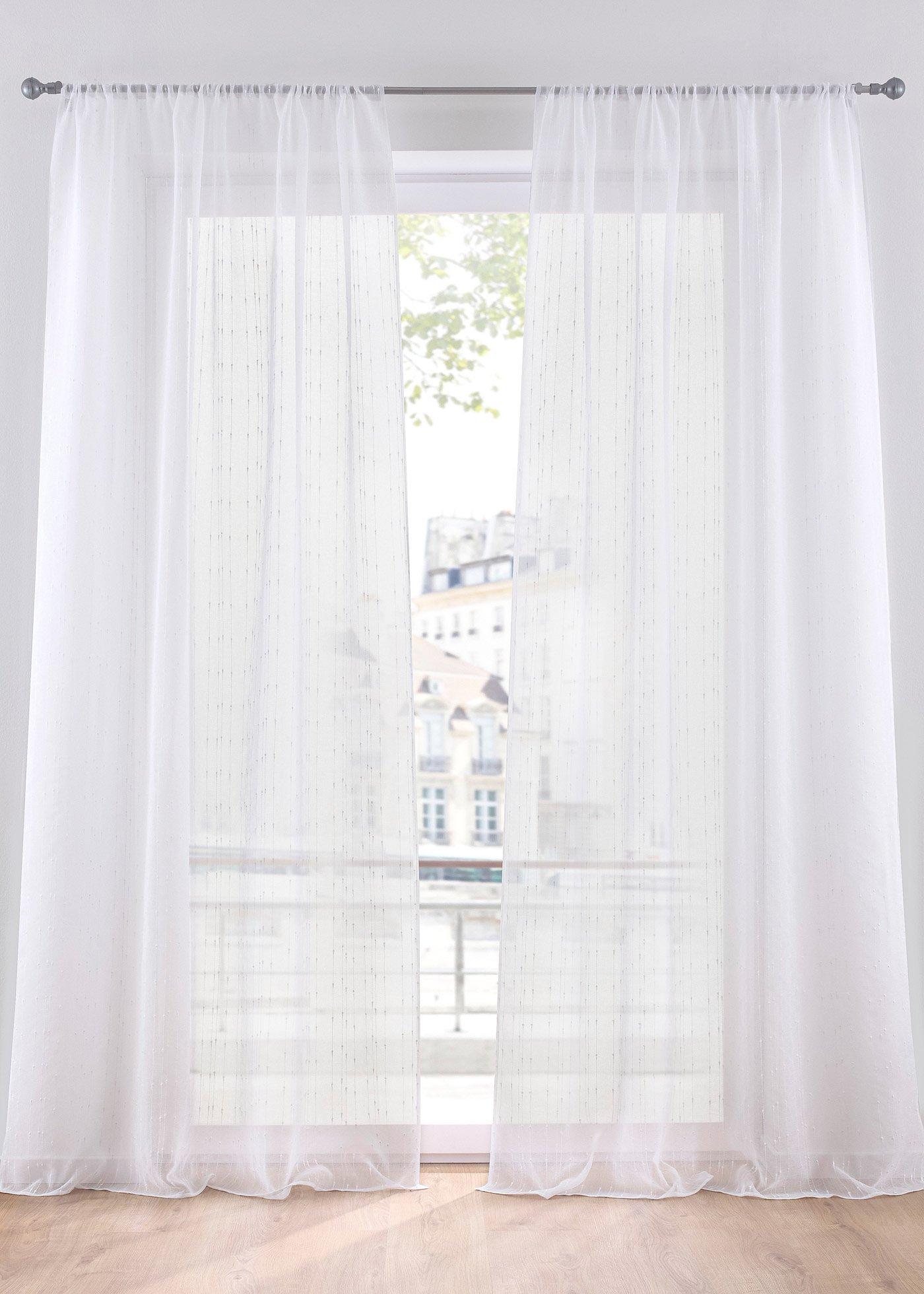 Voilage jacquard à rayures fines (1 pce.)