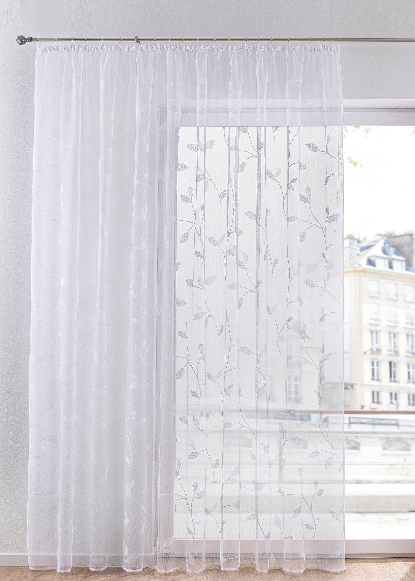 Voilage jacquard avec feuilles