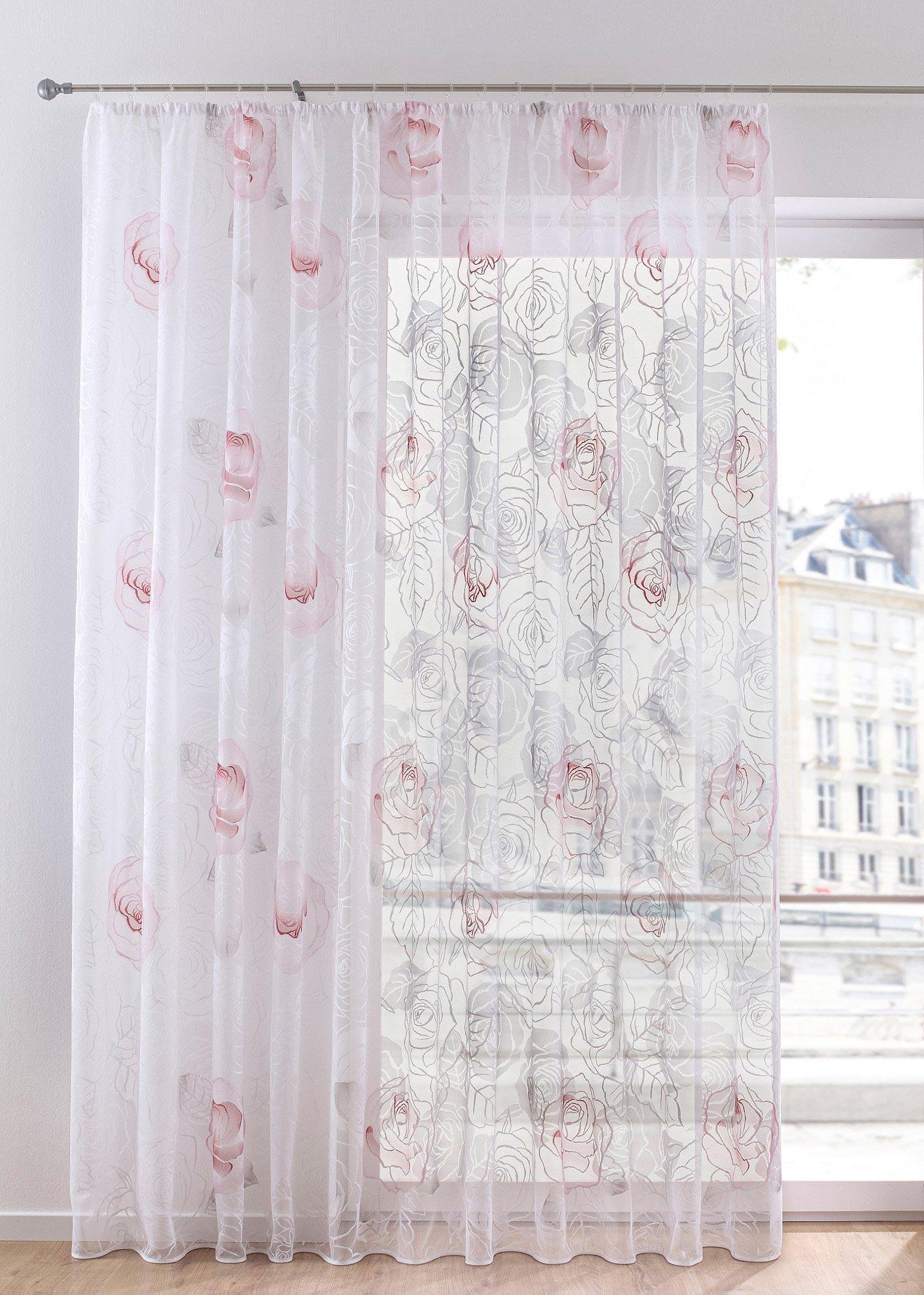 Voilage jacquard avec roses