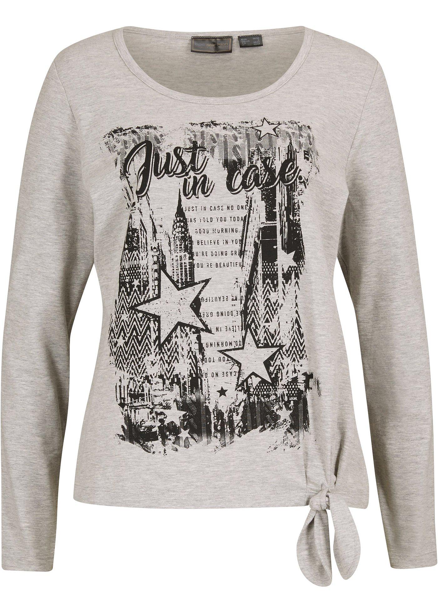 T-shirt manches longues à imprimé avec nœud