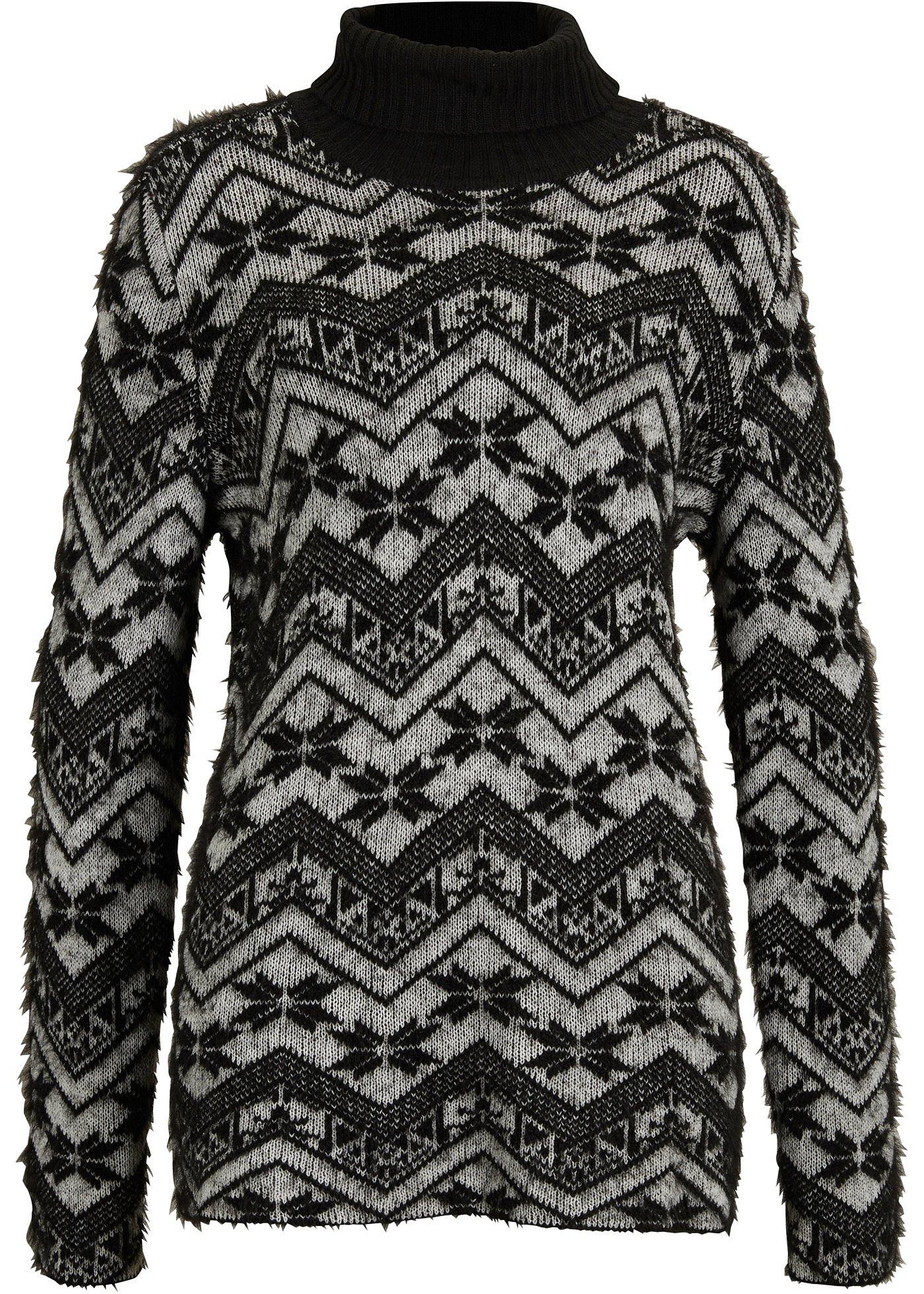 Pull col roulé avec fil duveteux